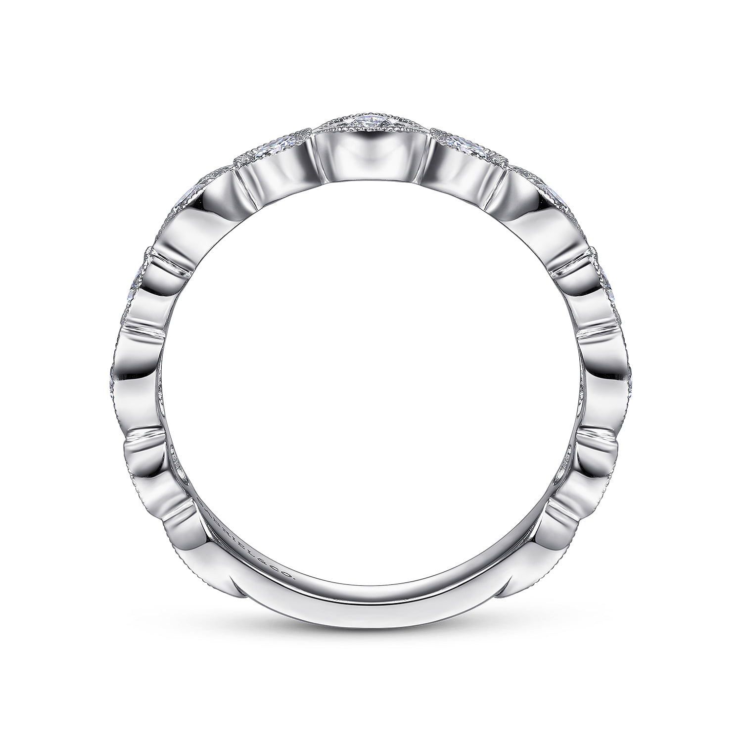 Vintage Inspired and Station Diamond Anniversary Band in Platinum, photograph 2