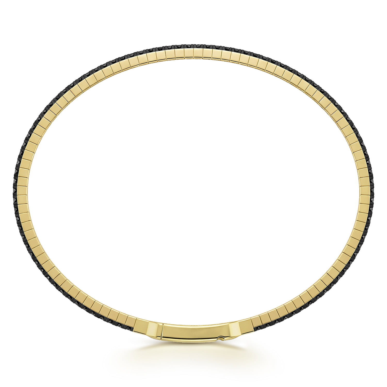 Black Diamond Bangle in 14K Yellow Gold, photograph 3