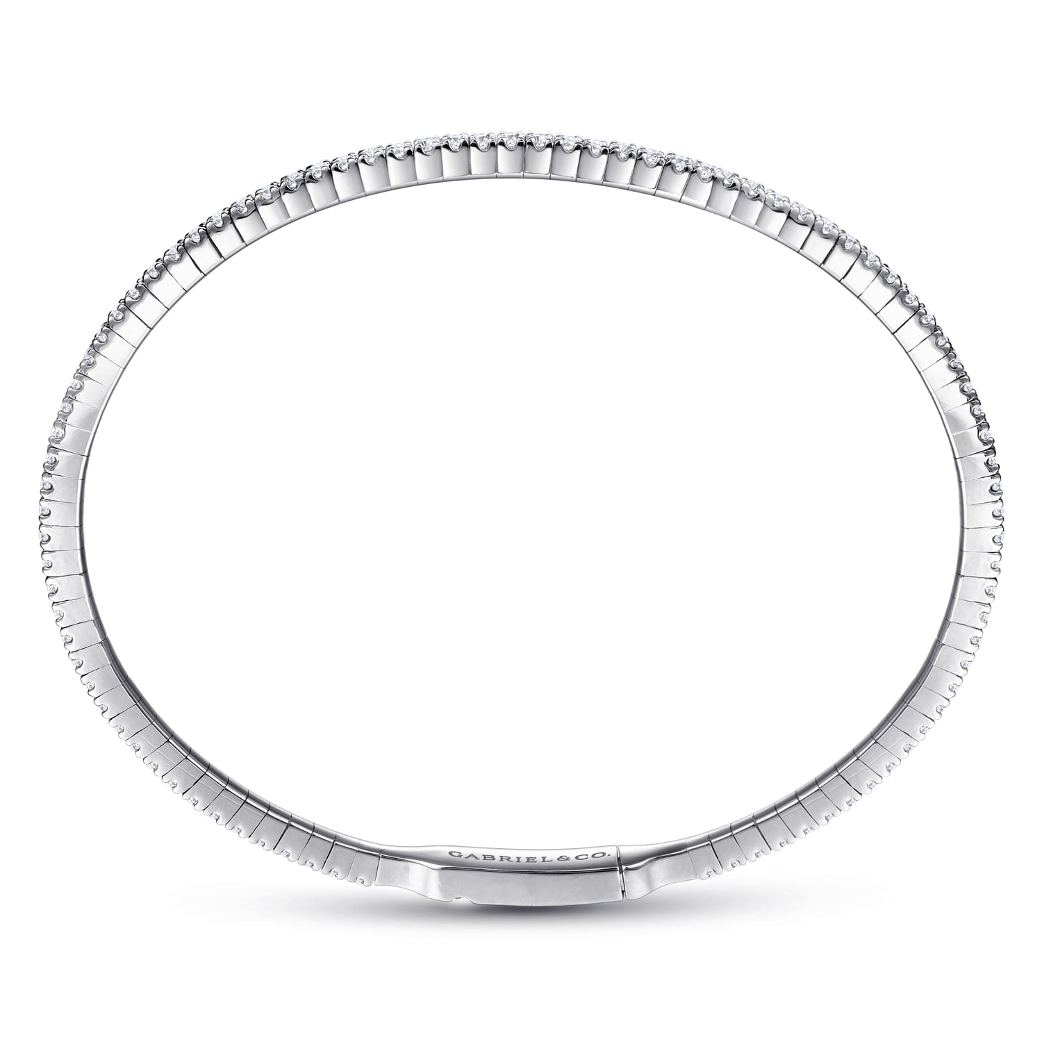 Diamond Closed Bangle Bracelet in 14K White Gold, photograph 3
