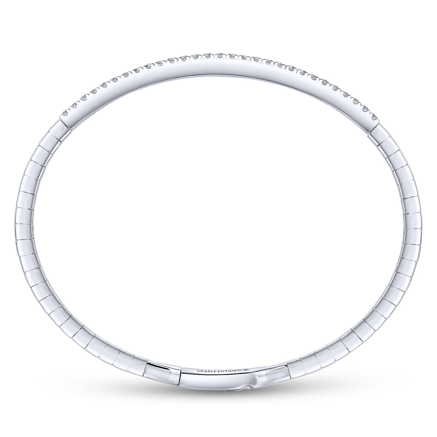 Diamond Closed Bangle Bracelet in 14K White Gold, photograph 3