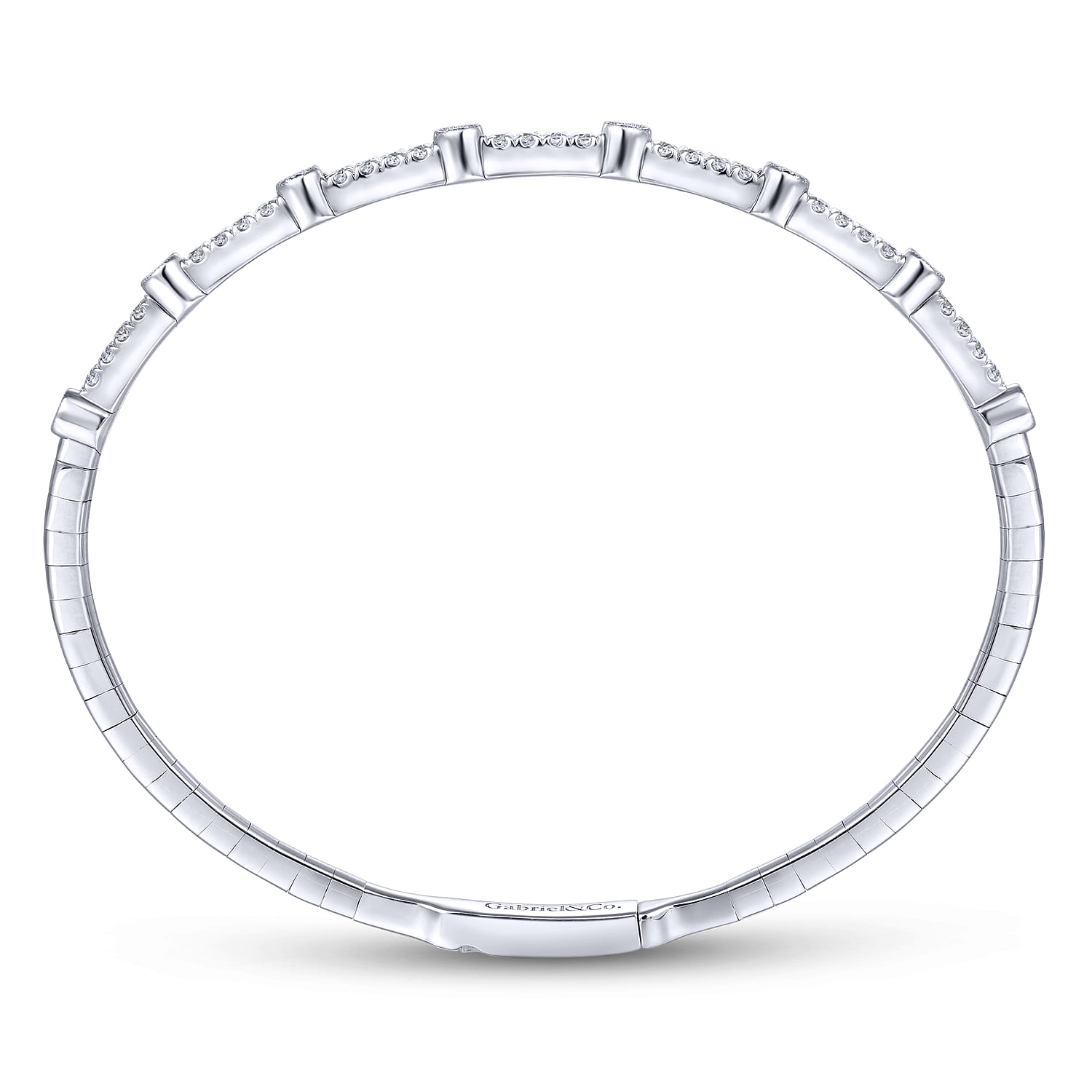 Bezel Station Diamond Bangle in 14K White Gold, photograph 3