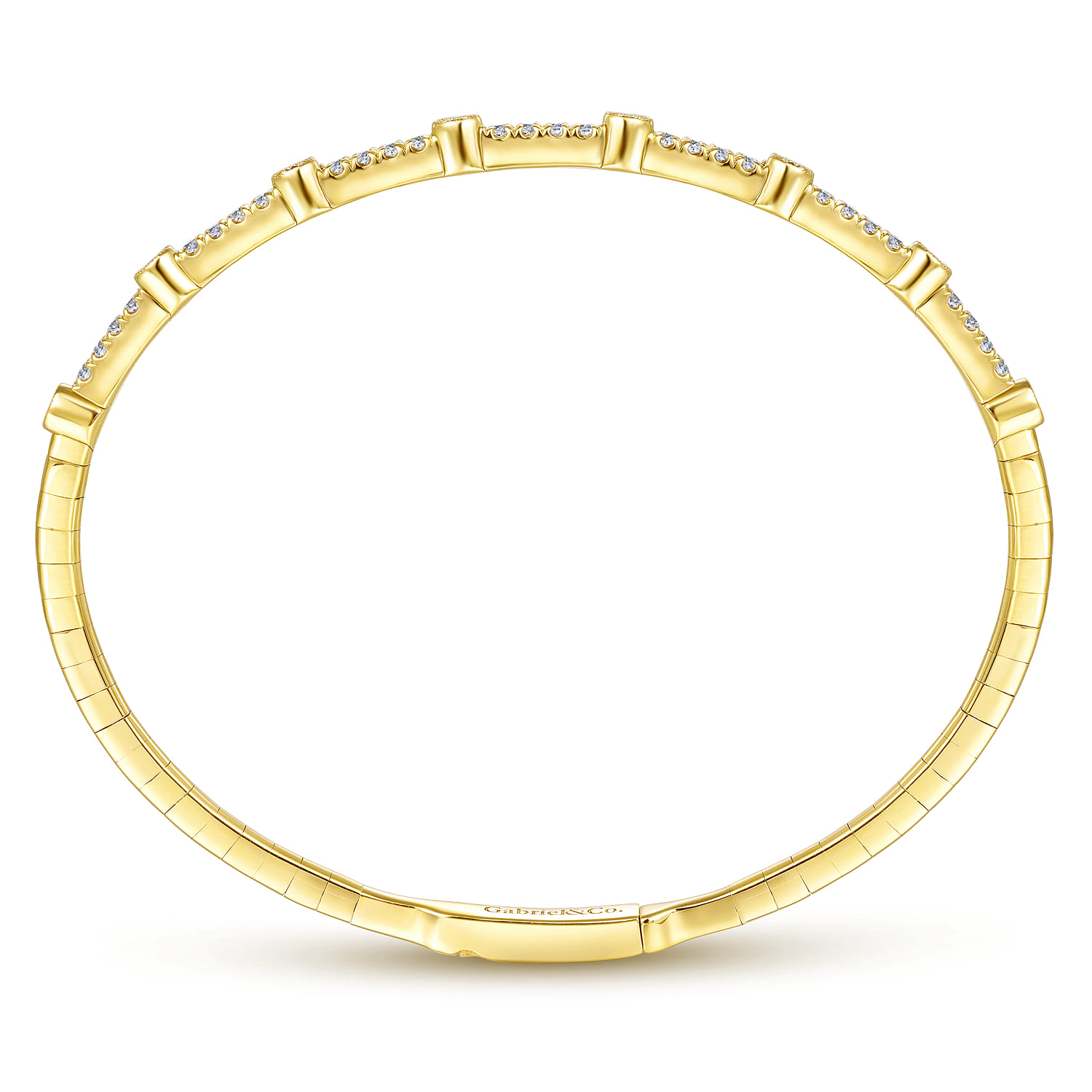 Bezel Station Diamond Bangle in 14K Yellow Gold, photograph 3