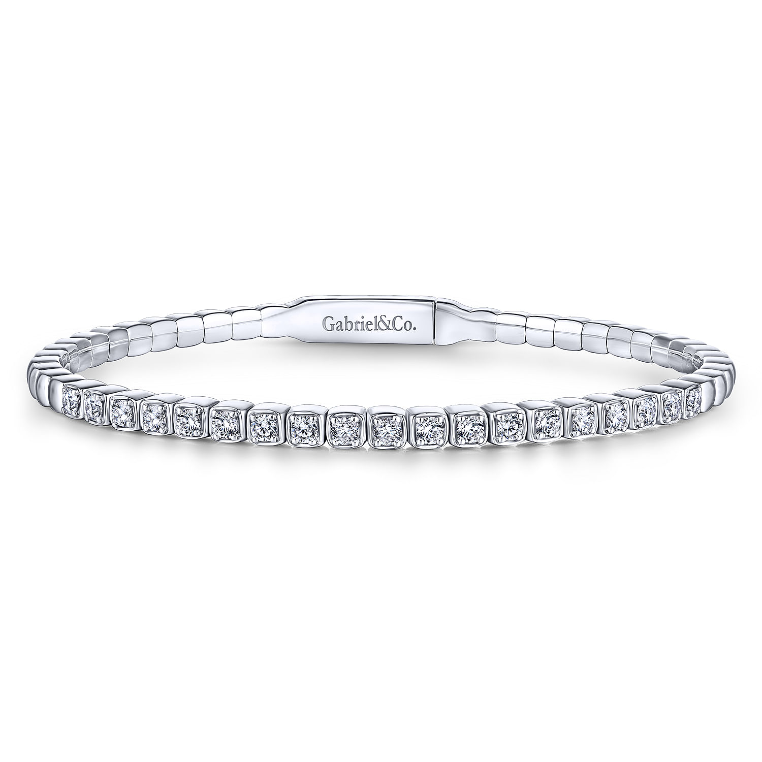 14k White Gold Lusso Bangle Bracelet. SKU: BG3845-62W45JJ