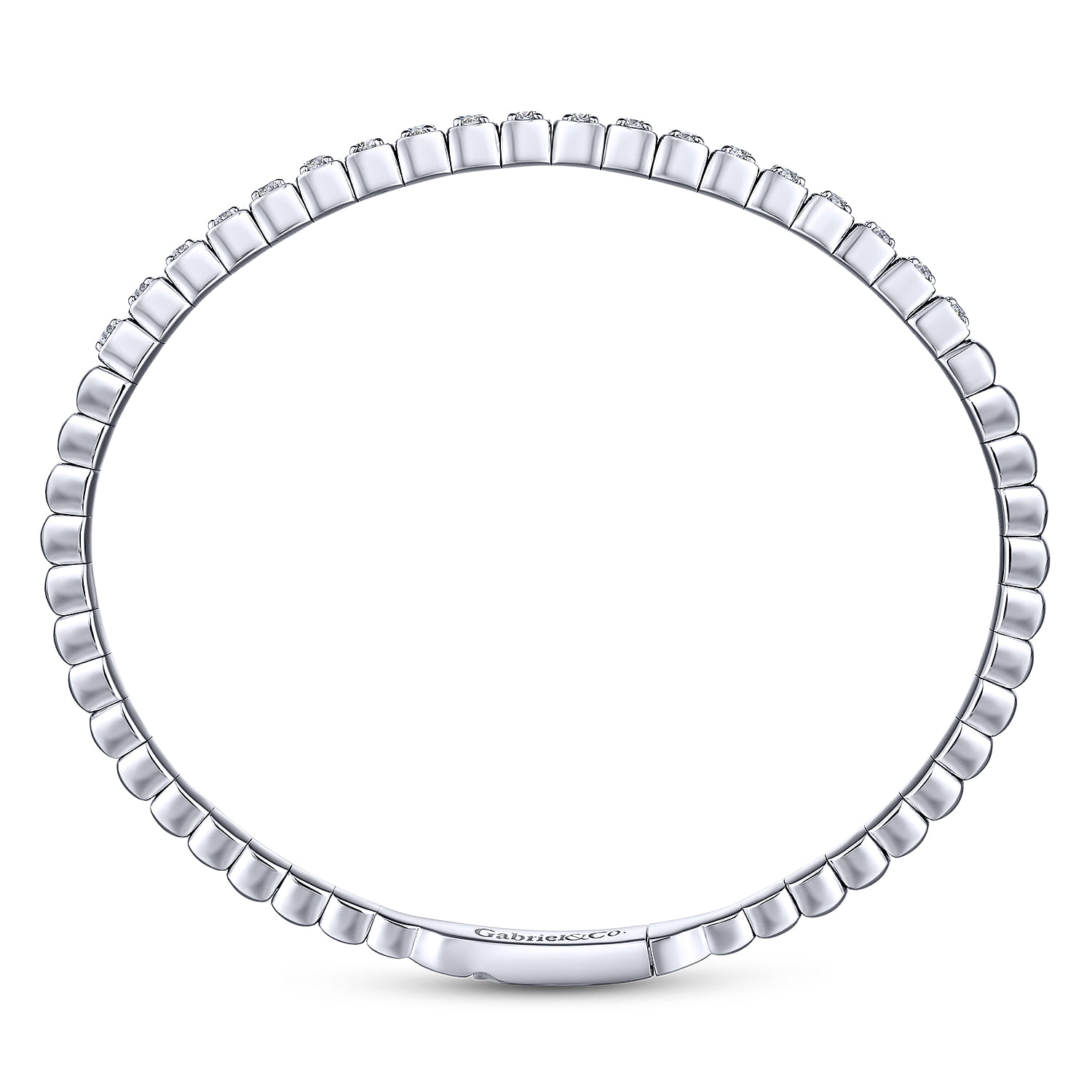 Square Set Diamond Bangle in 14K White Gold, photograph 3