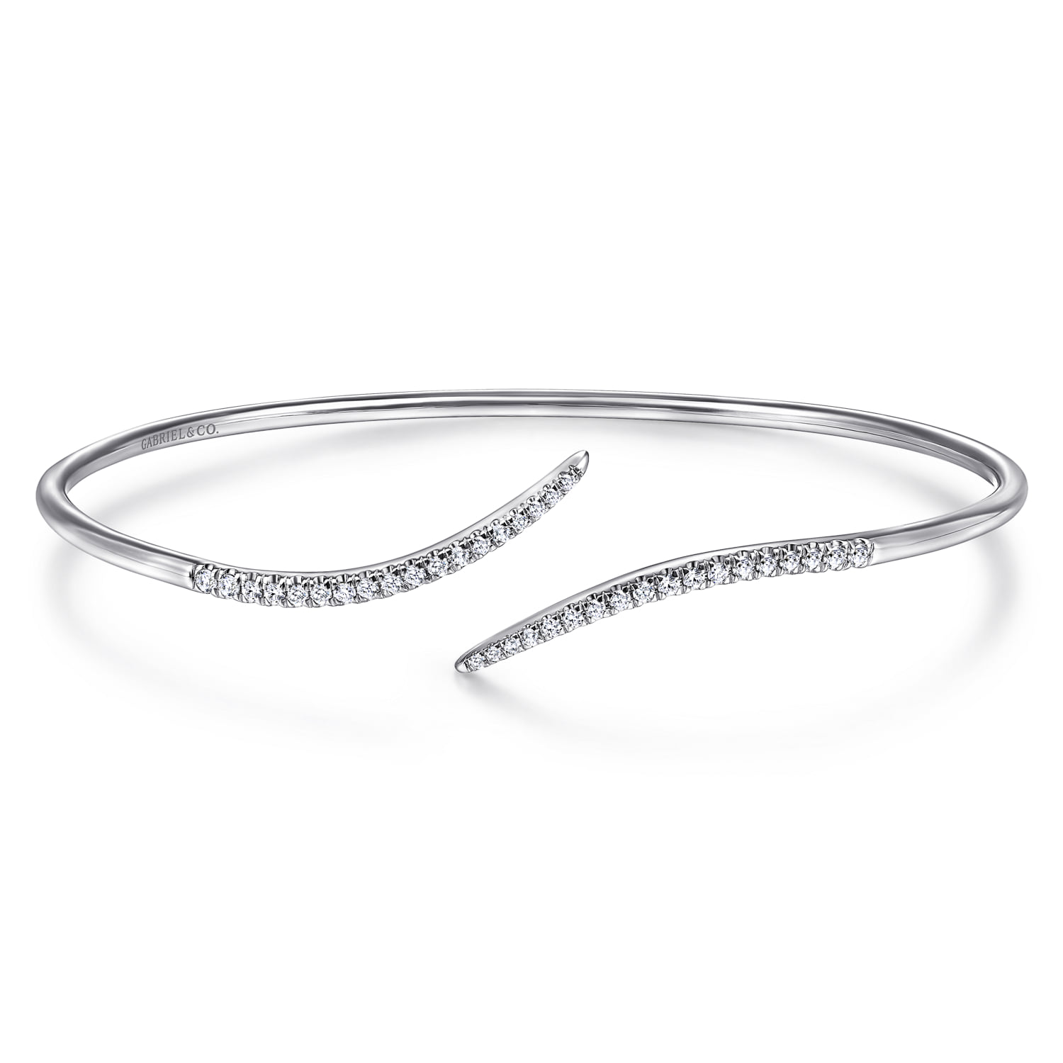 Diamond Bypass Open Bangle Bracelet