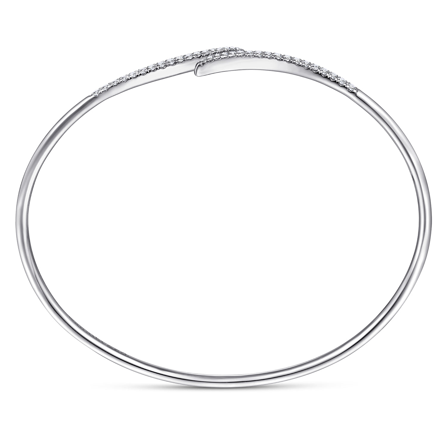 Diamond Bypass Open Bangle in 14K White Gold, photograph 3
