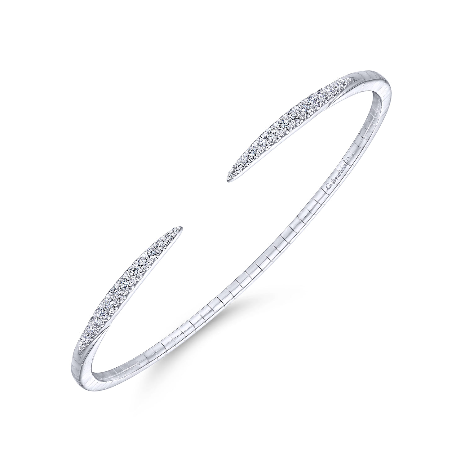 Split Diamond Spike Bangle in 14K White Gold, photograph 2