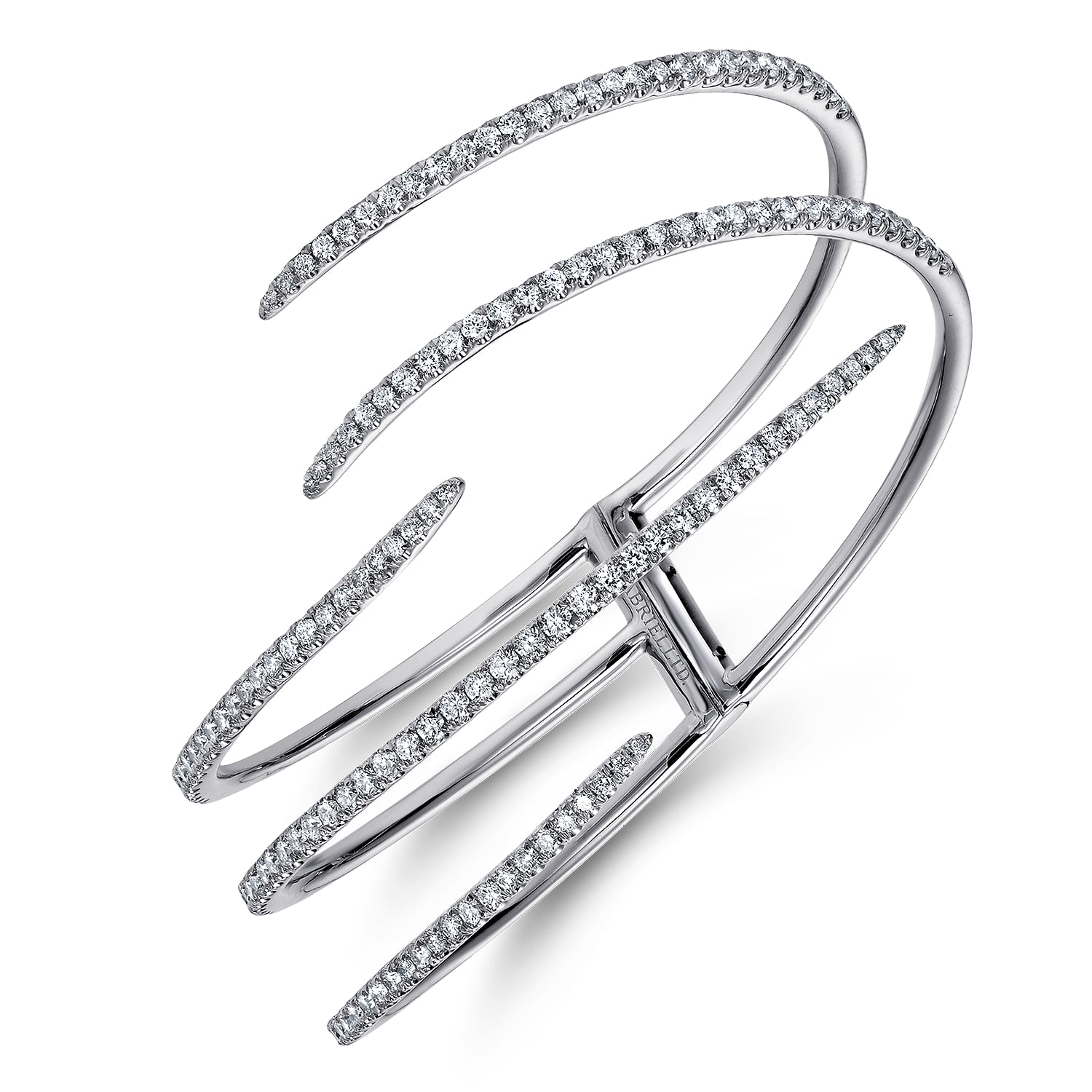 Split Asymmetrical Diamond Bangle in 18K White Gold, photograph 2