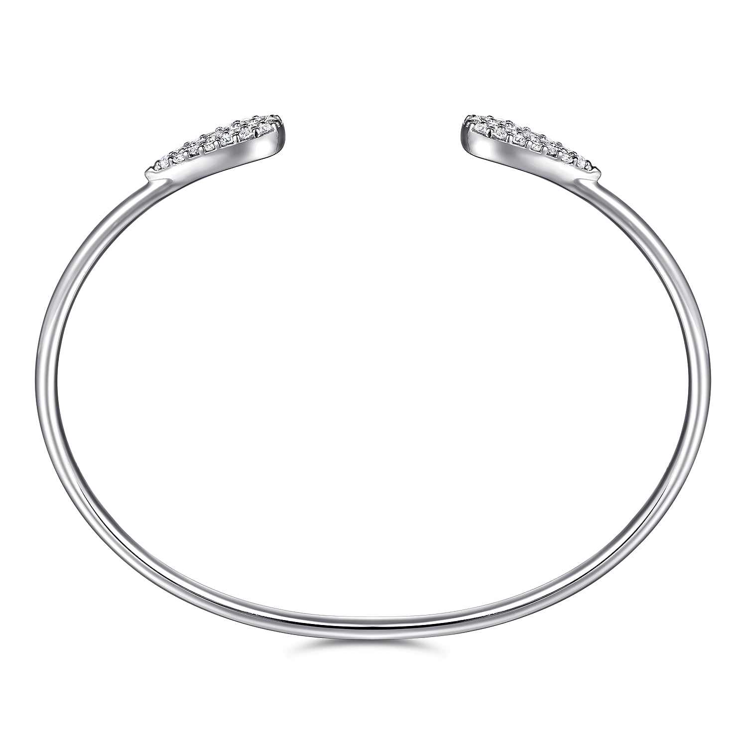 Teardrop White Sapphire Pave Split Bangle in Sterling Silver, photograph 3