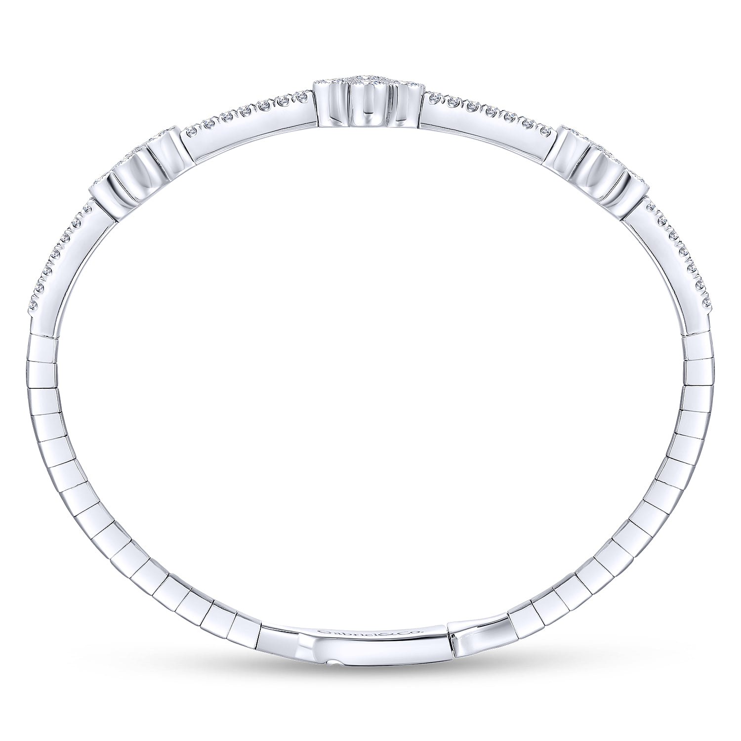 Bangle with Quatrefoil Diamond Stations in 14K White Gold, photograph 3