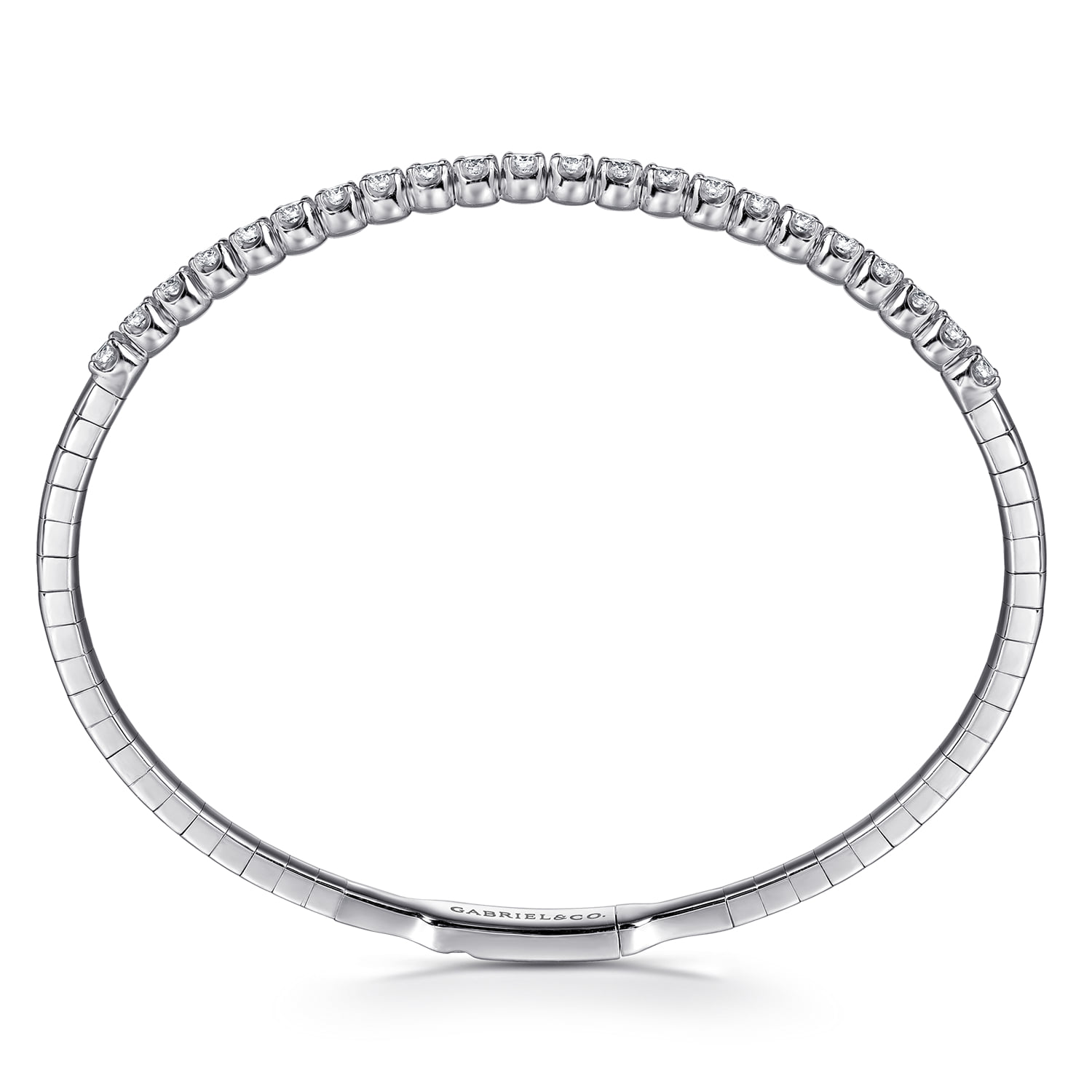 Tiger Claw Set Diamond Split Bangle Bracelet in 14K White Gold, photograph 3