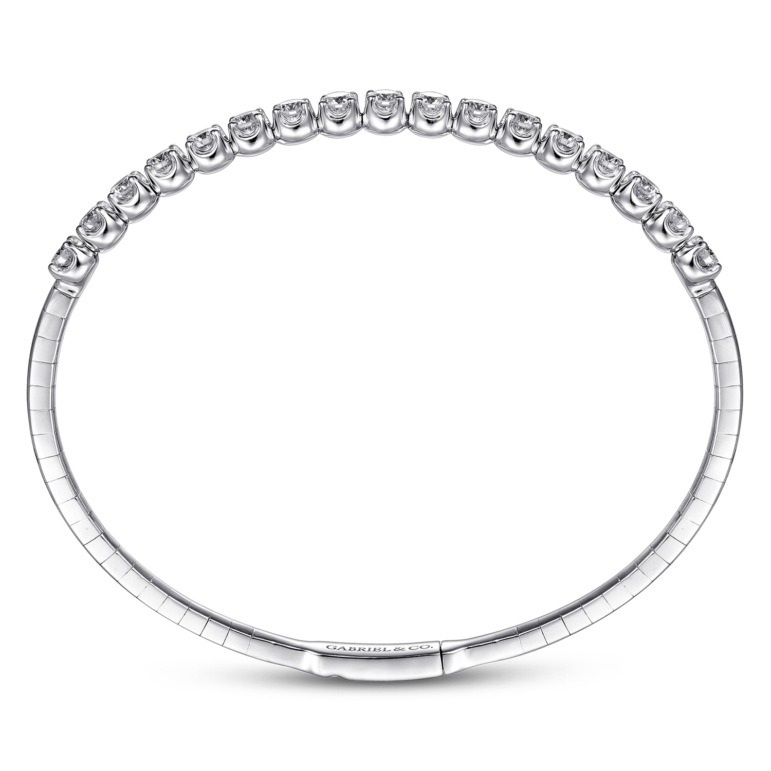 Diamond Closed Bangle Bracelet in 14K White Gold, photograph 3