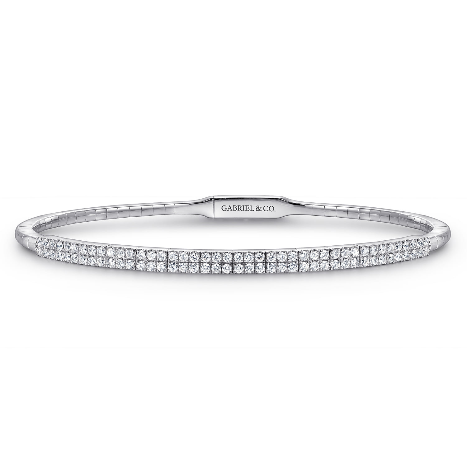 Two Row Diamond Closed Bangle Bracelet