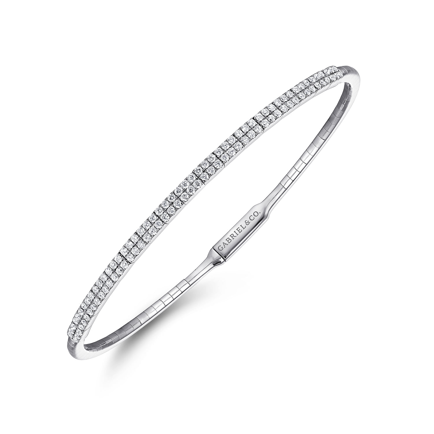 Two Row Diamond Bangle in 14K White Gold, photograph 2