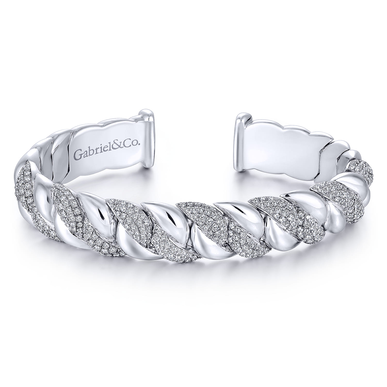 Twisted Link Diamond Pave Cuff Bracelet