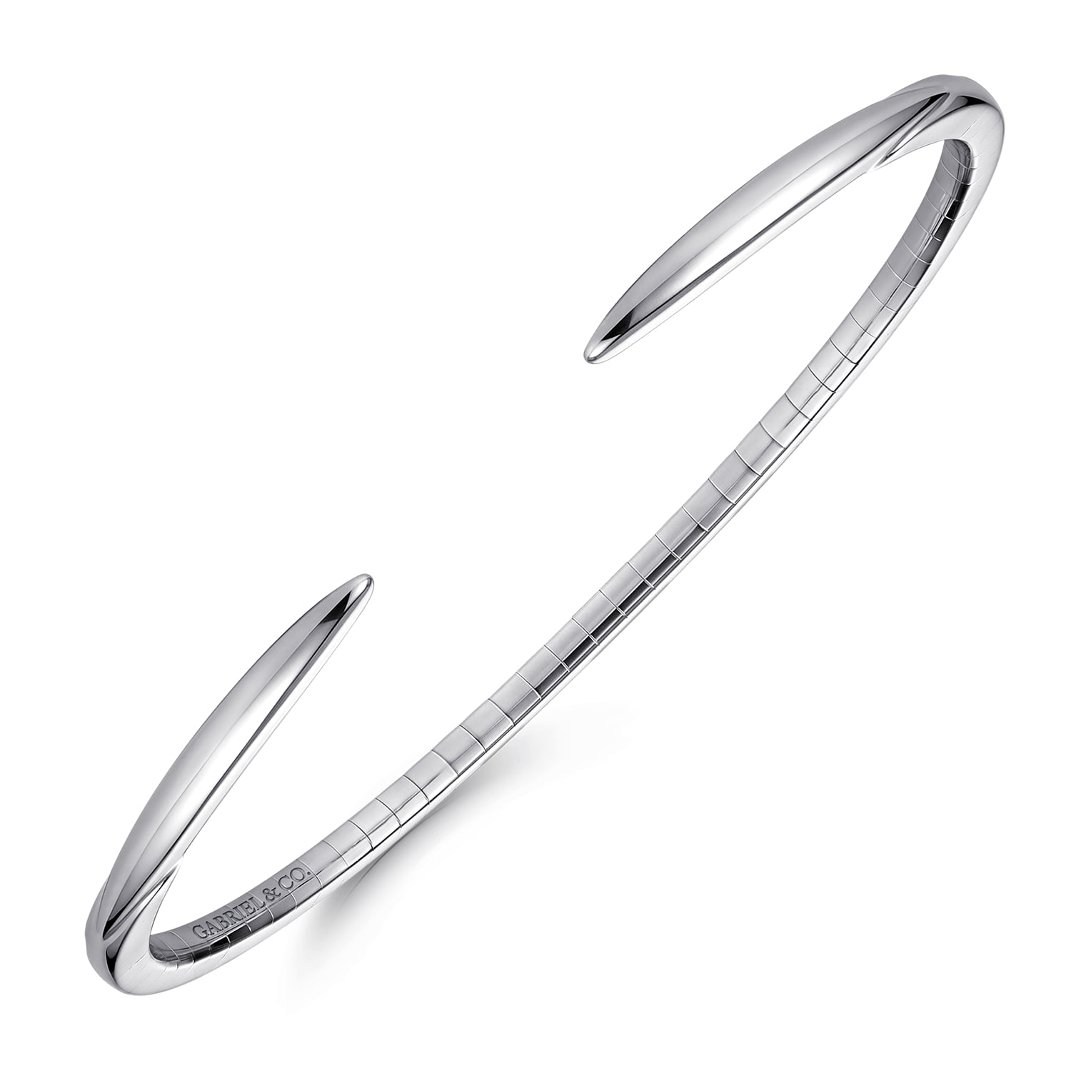 High Polished Split Cuff Bracelet in 14K White Gold, photograph 2