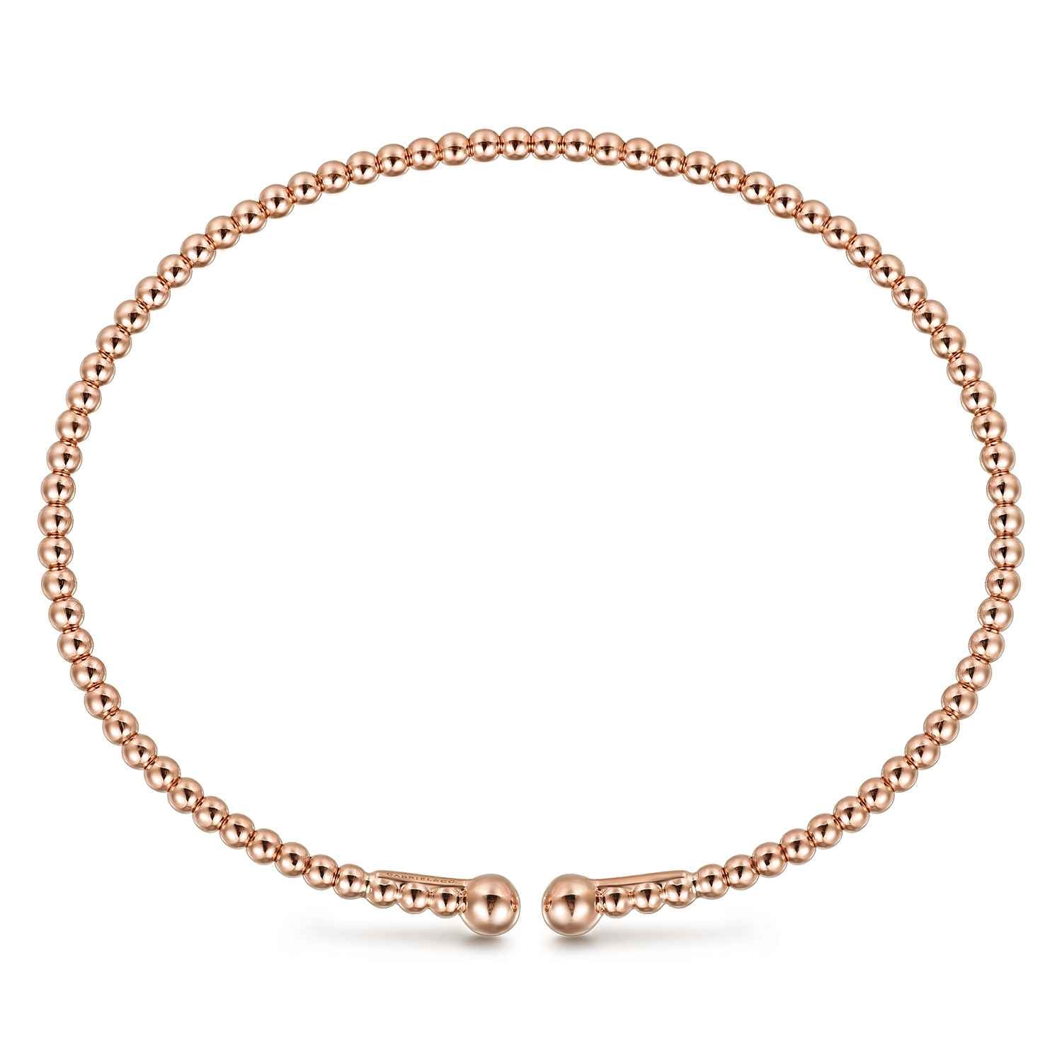 Split Beaded Bujukan Bangle in 14K Rose Gold, photograph 3