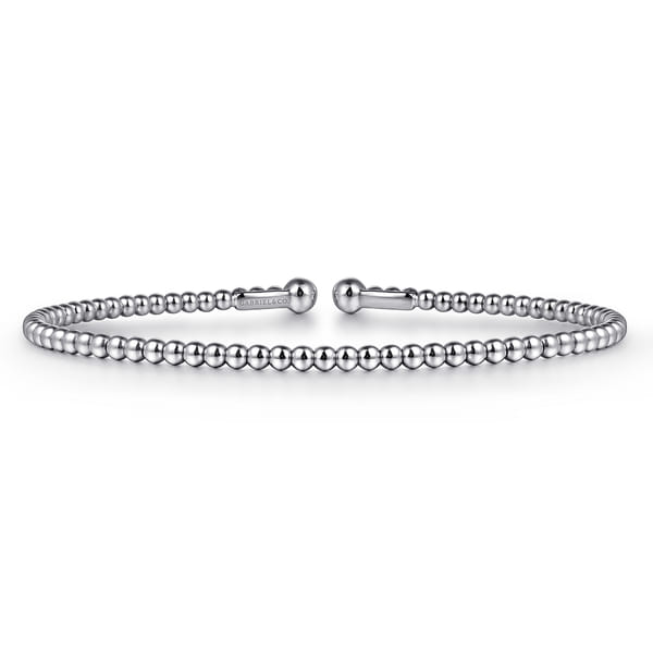 Split 14K White Gold Beaded Bujukan Bangle