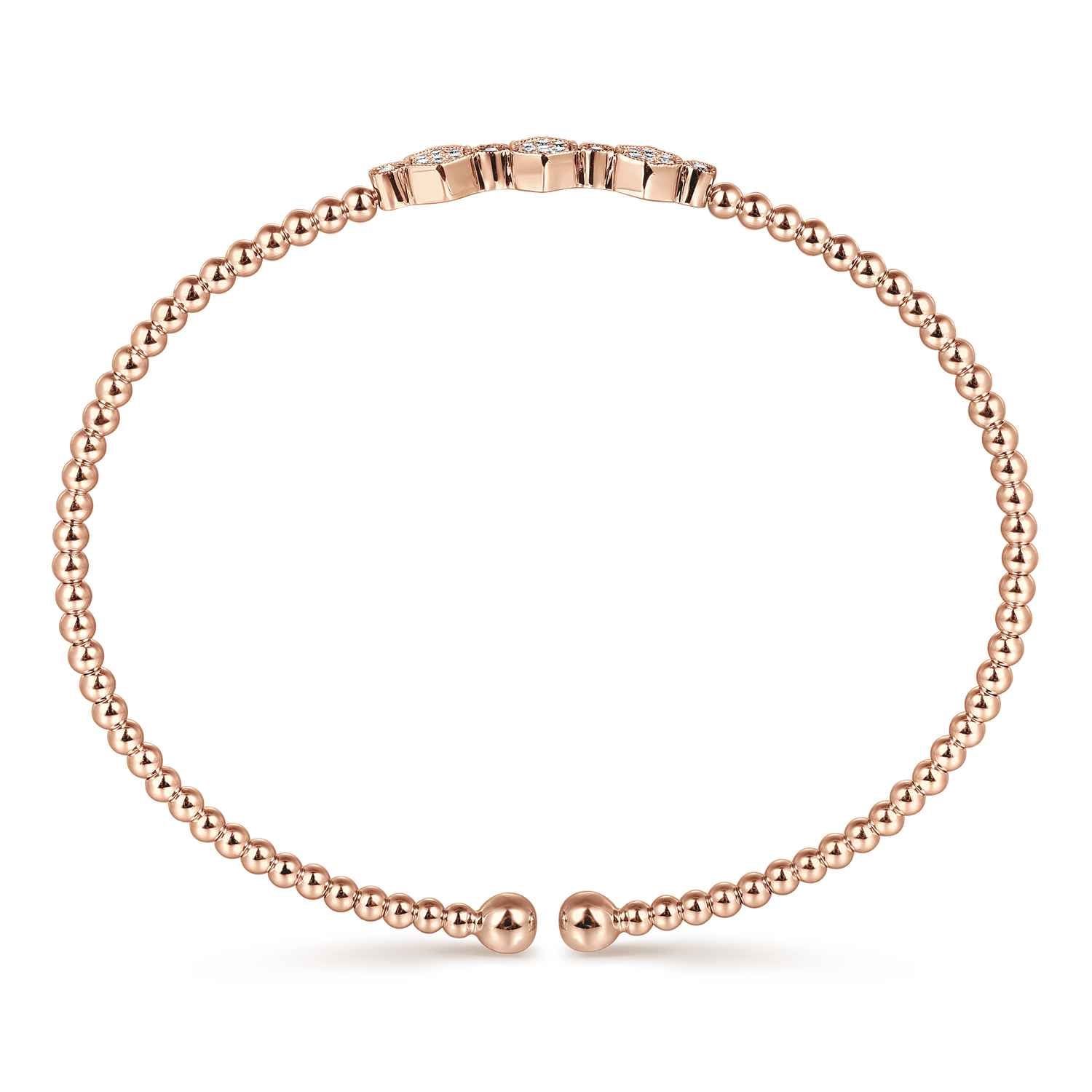 Bujukan Bead and Hexagon Cluster Diamond Bangle in 14K Rose Gold, photograph 3