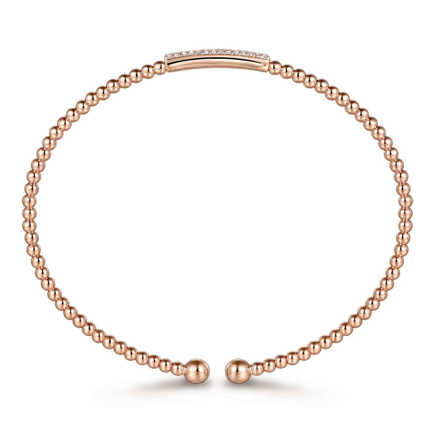 Bujukan Bead Bangle with Diamonds in 14K Rose Gold, photograph 3
