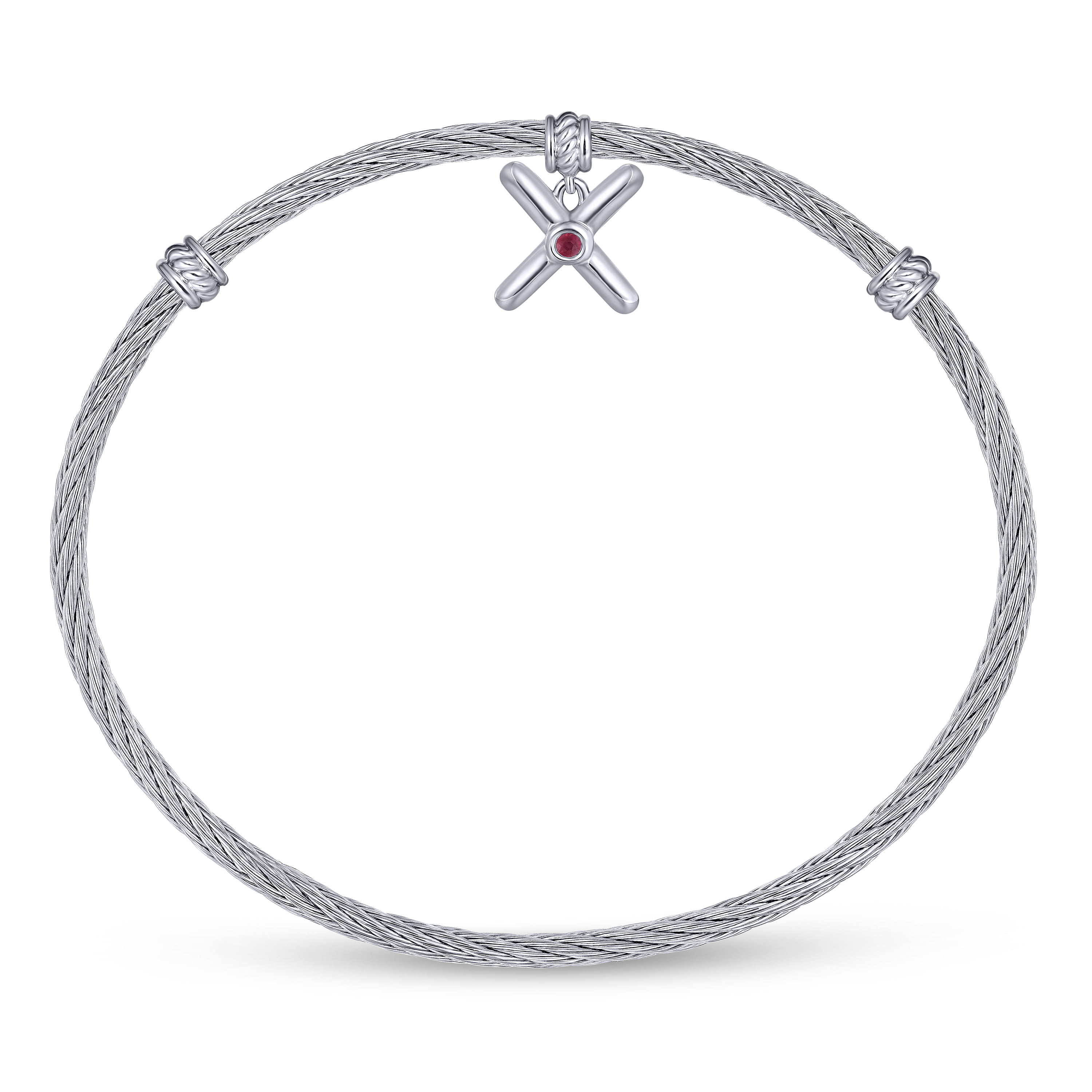 925 Silver-Stainless Steel Bangle in Sterling Silver, photograph 3