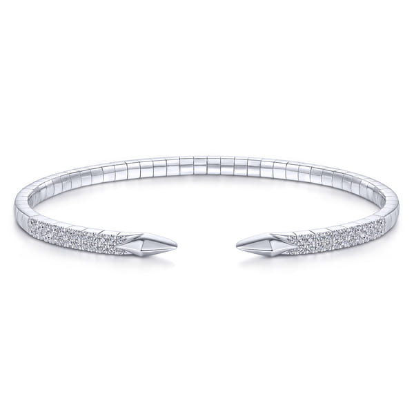 Split 14K White Gold Diamond Spear Bangle