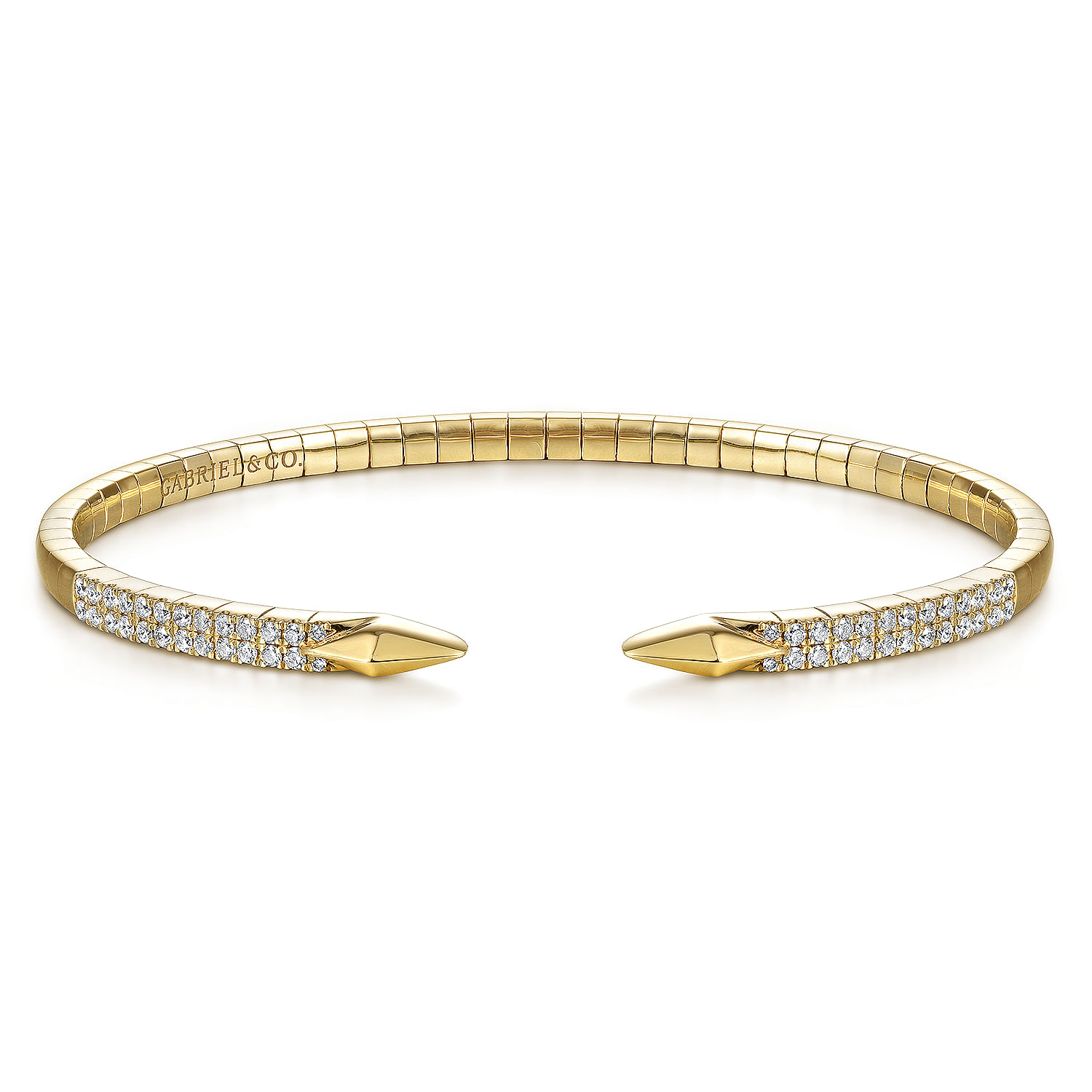 【Gaby】 cutlery bangle Split 14K Yellow Gold Diamond Spear Bangle @ $3750. Shop