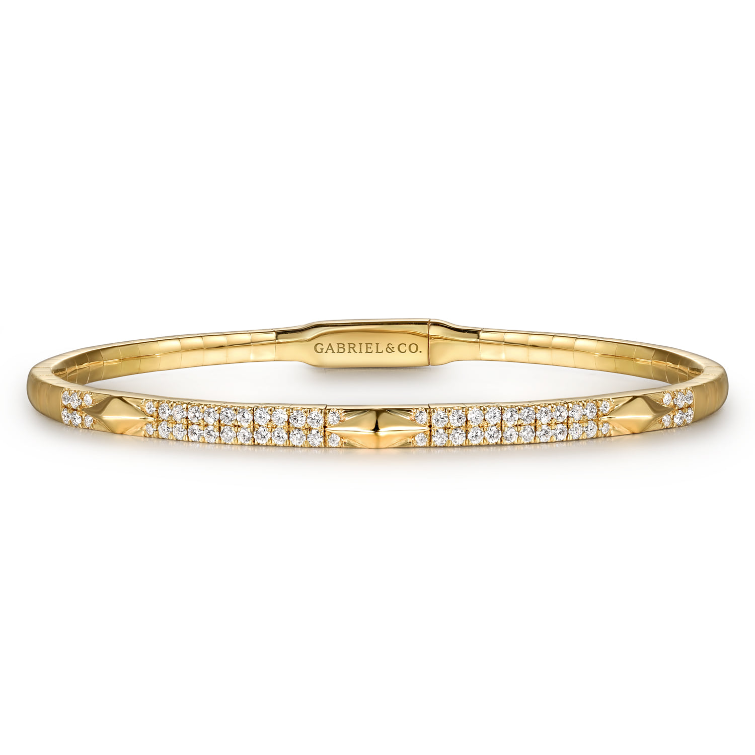 Diamond Bangle Bracelet with Pyramid Rhombus Stations