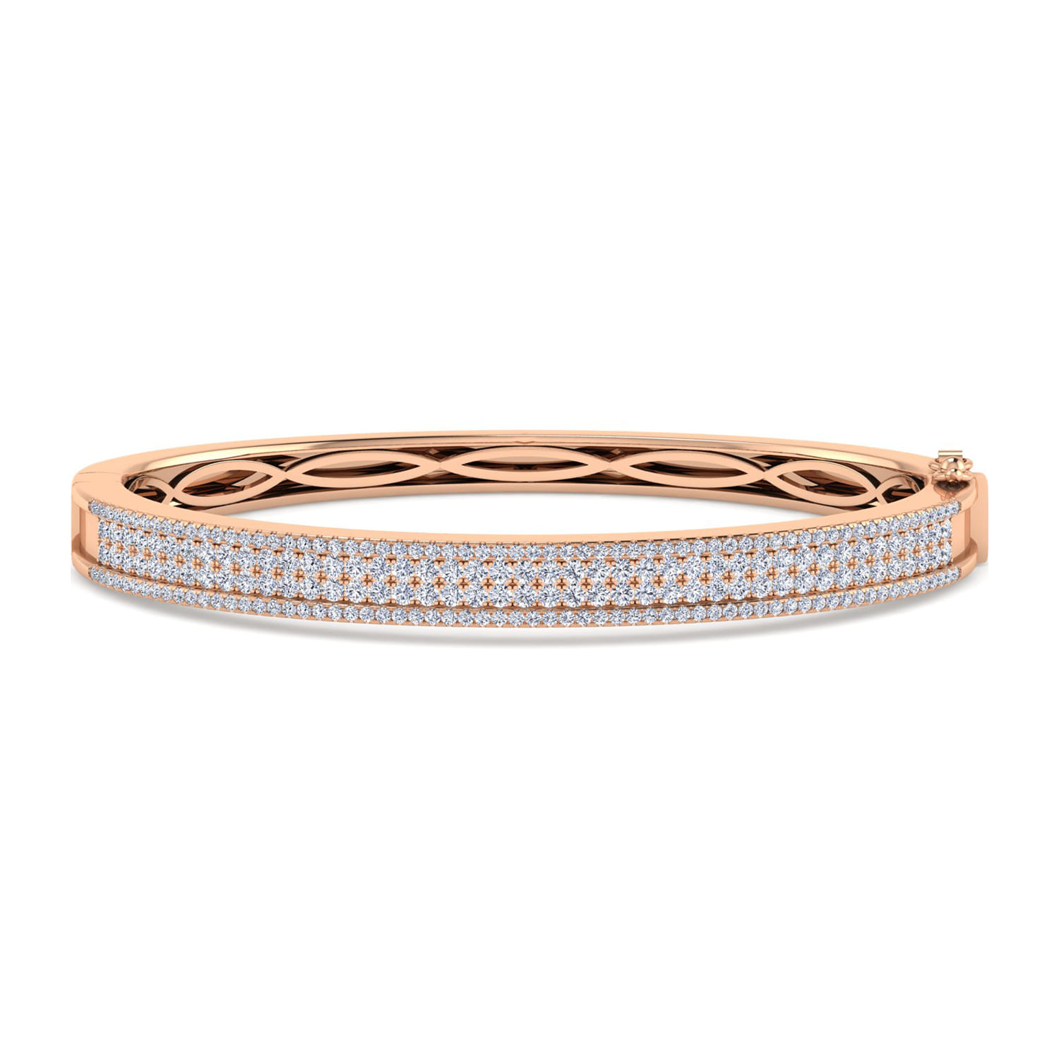 Four Row Diamond Bangle in 14K Rose Gold