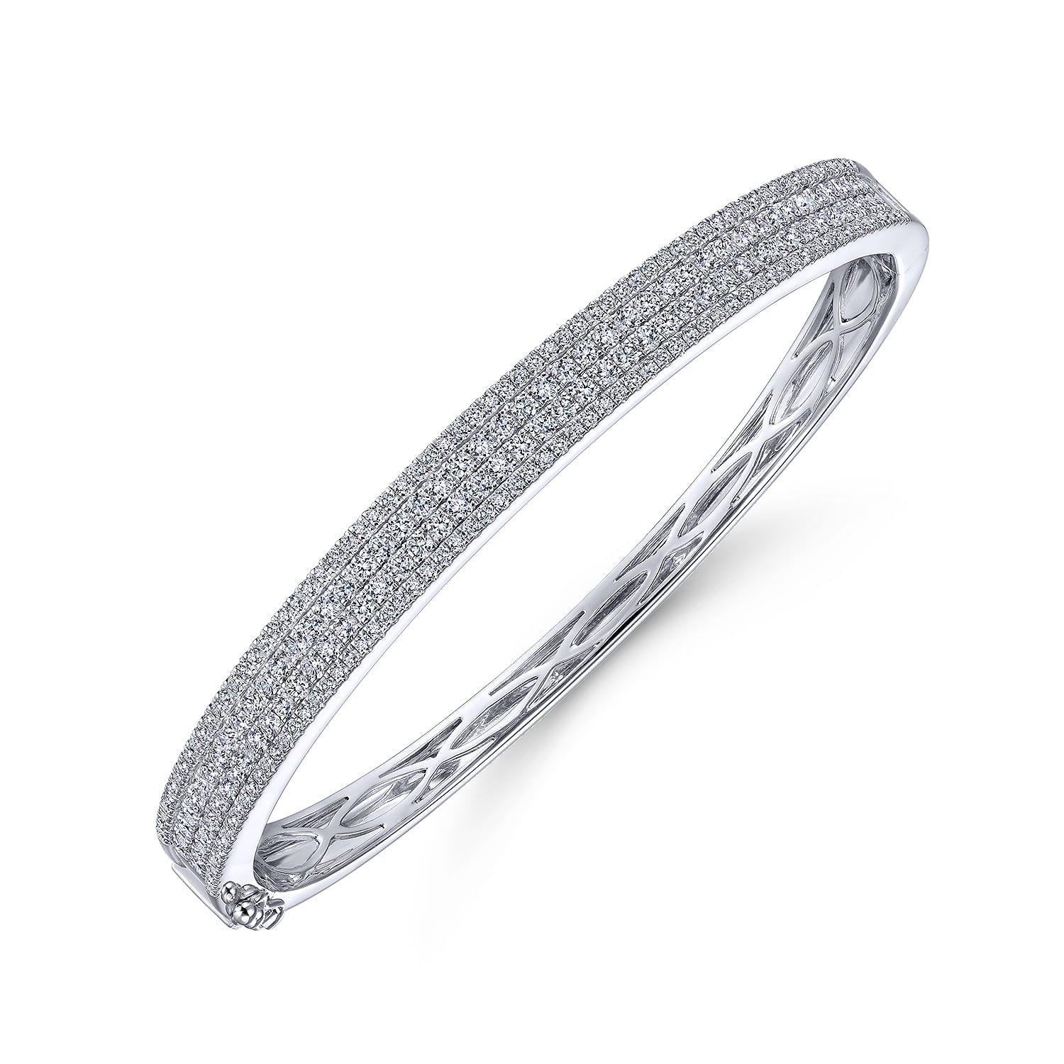 Four Row Diamond Bangle in 14K White Gold, photograph 2