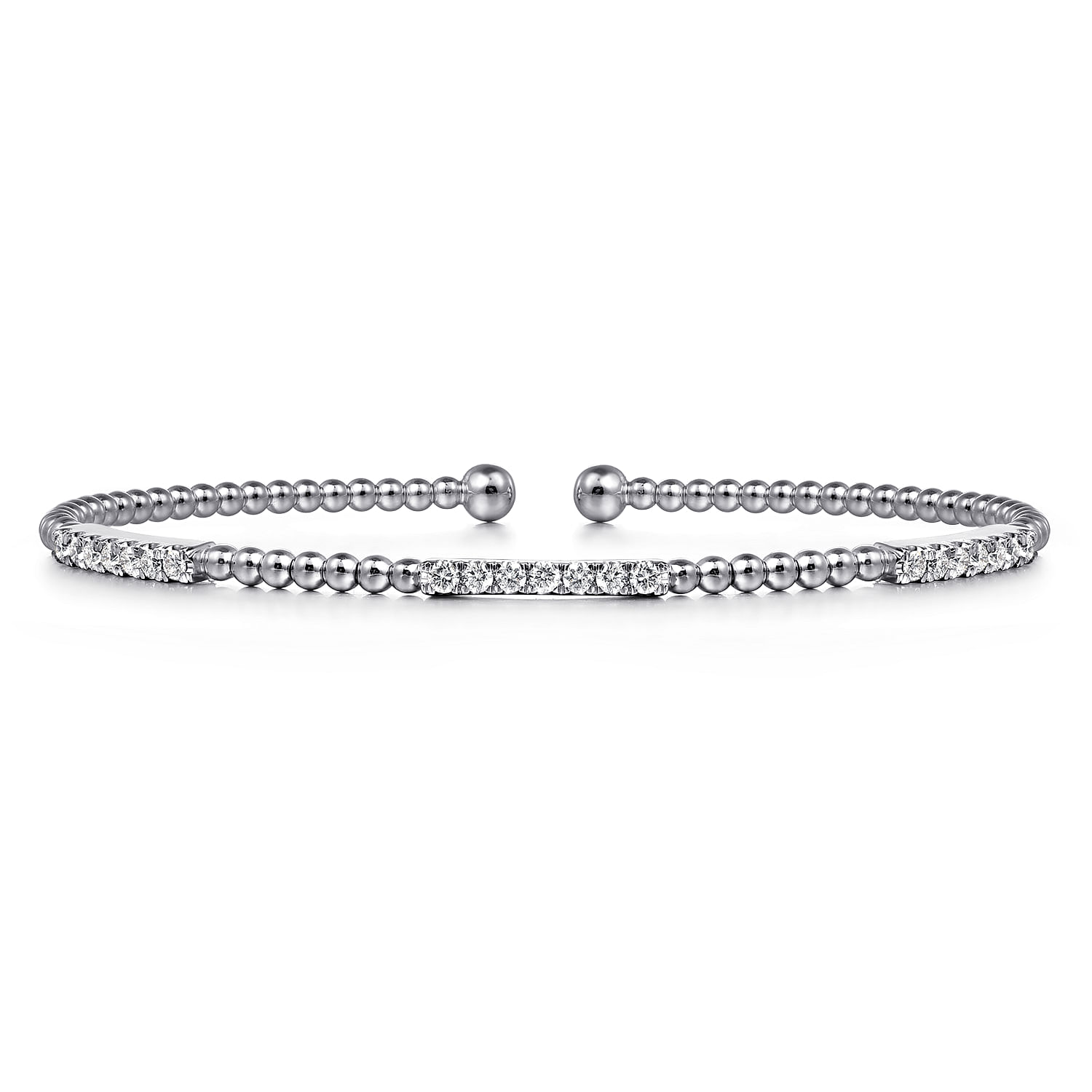 14K White Gold Bujukan Diamond Stations Bangle @ $2600. Shop