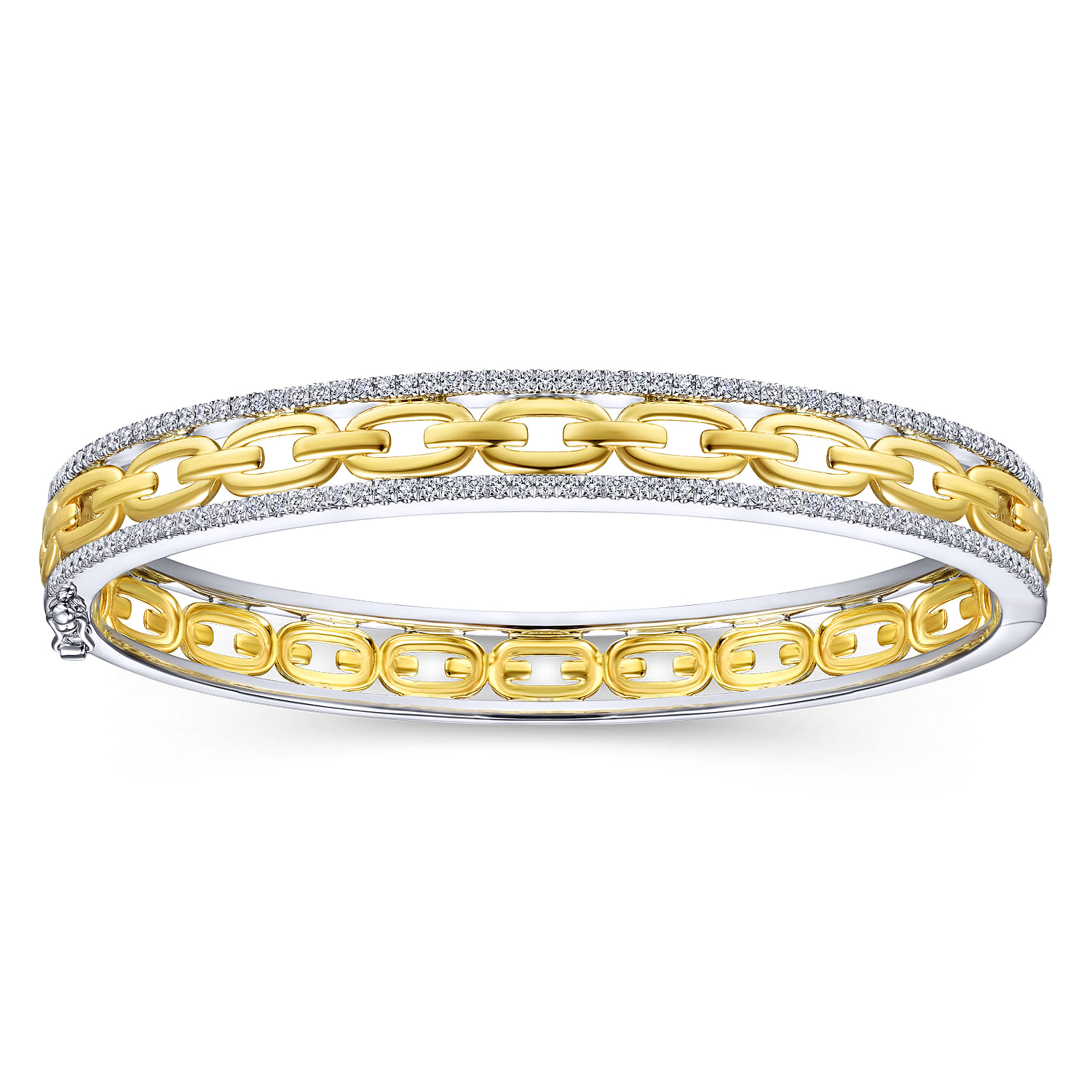 Chain Link Bangle with Diamond Frame