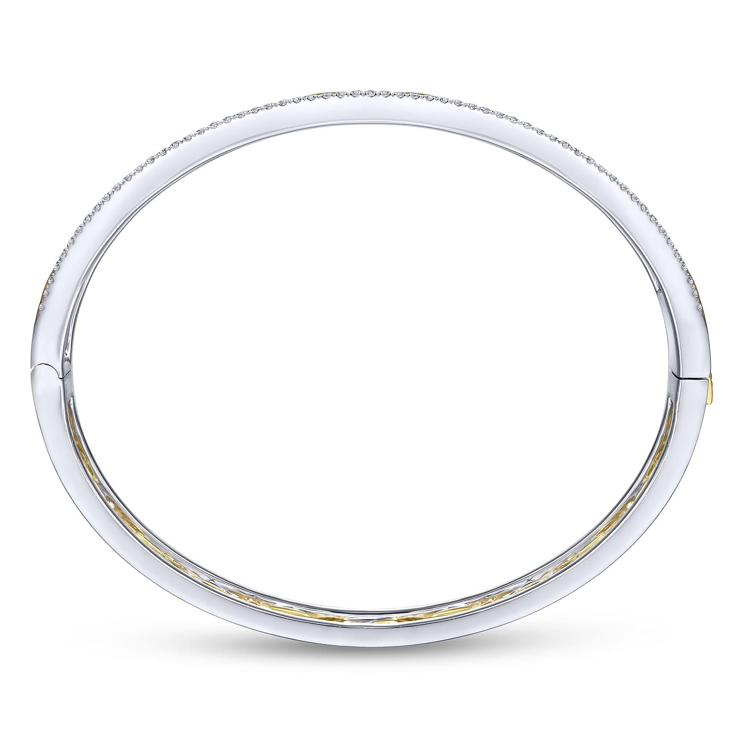 Chain Link Bangle with Diamond Frame in 14K White/Yellow Gold, photograph 3