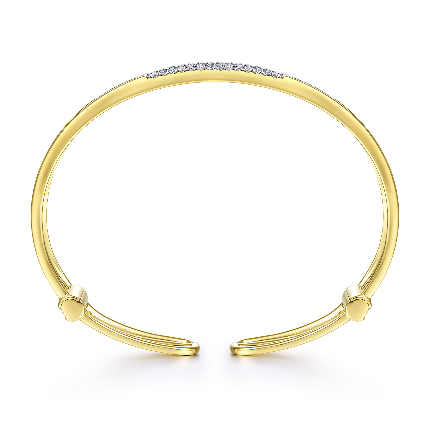 Chain Link Bangle with Diamond Frame in 14K Yellow Gold, photograph 3