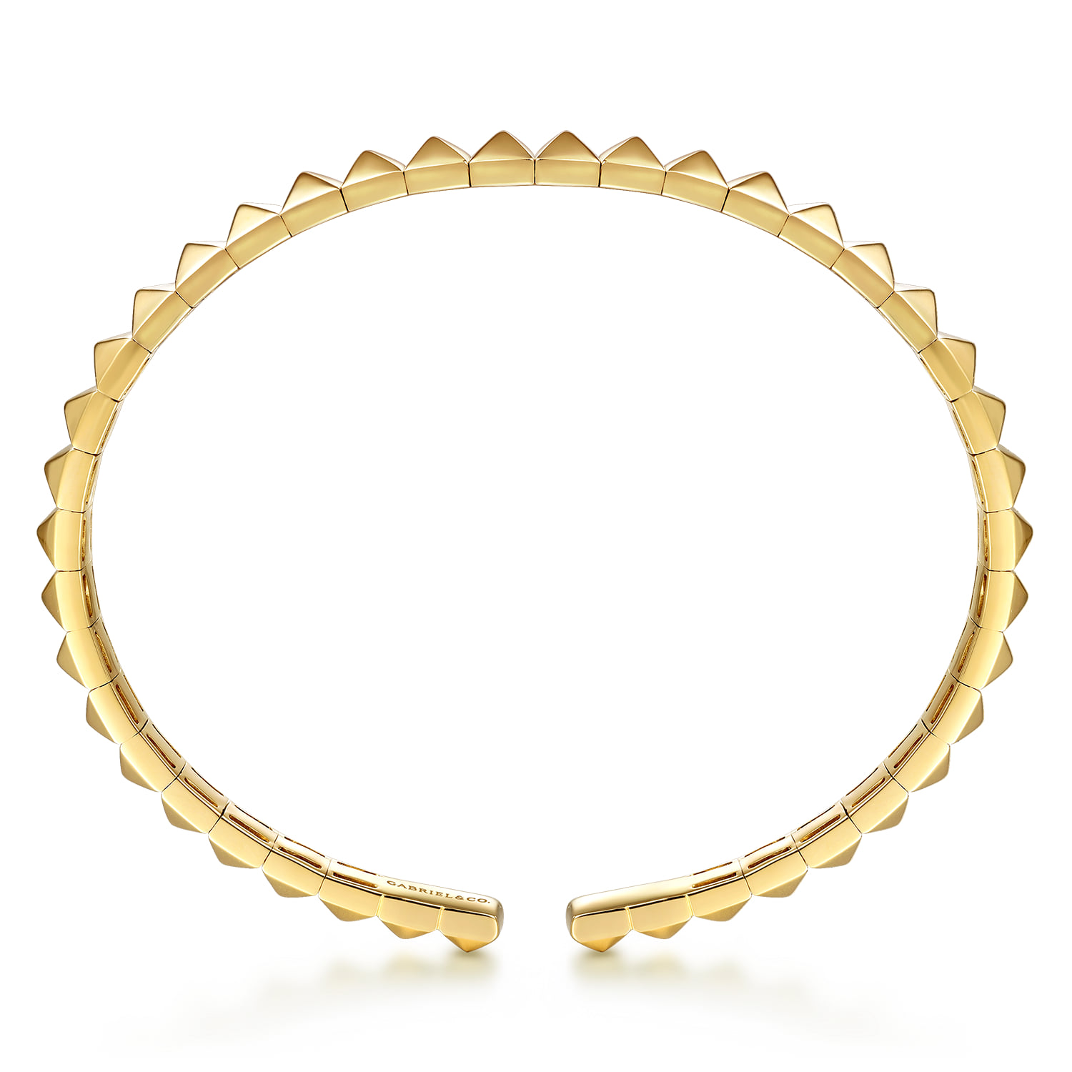 Pyramid Cuff Bangle Bracelet in 14K Yellow Gold, photograph 3