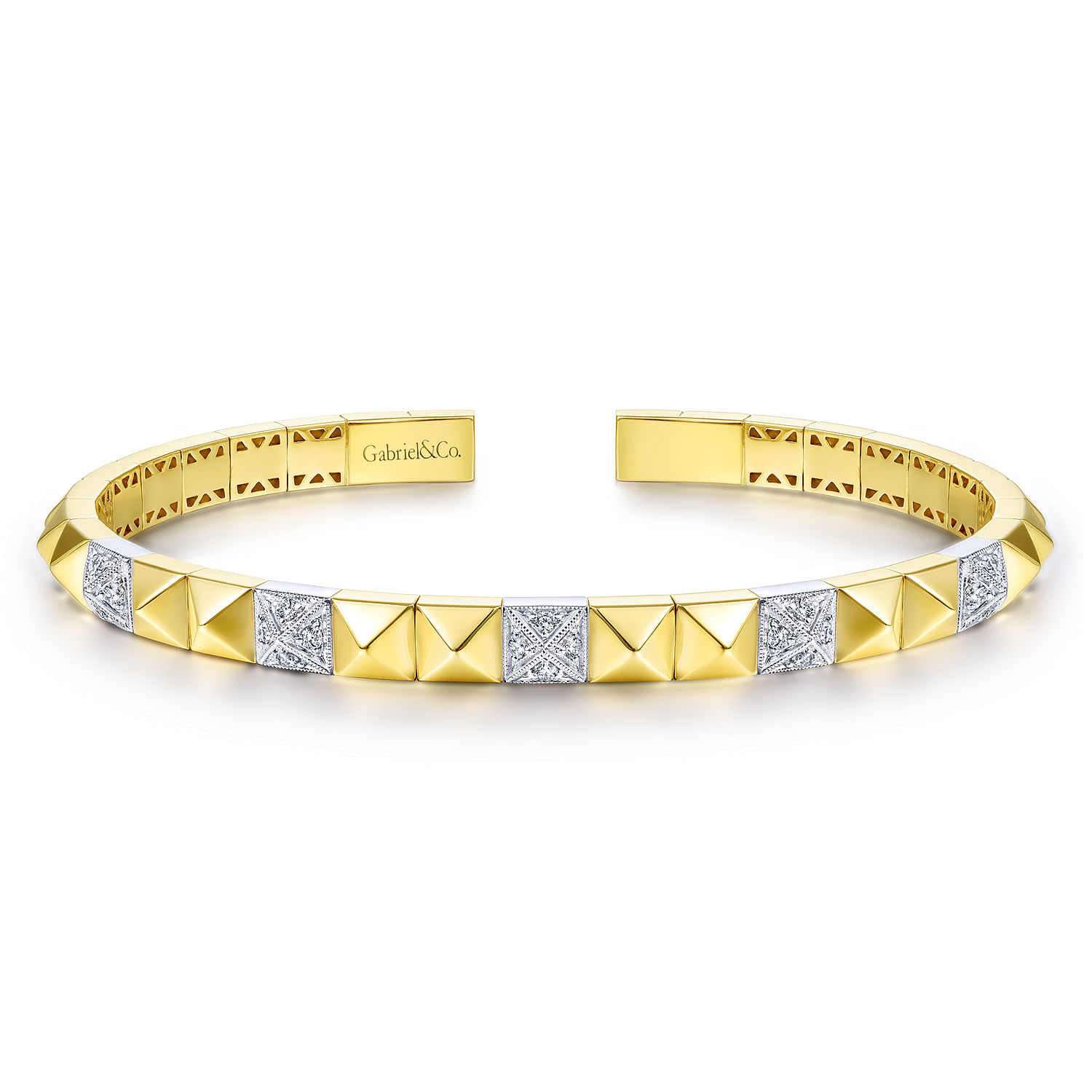 14k Yellow/white Gold Kaslique Bangle Bracelet. SKU: BG4225