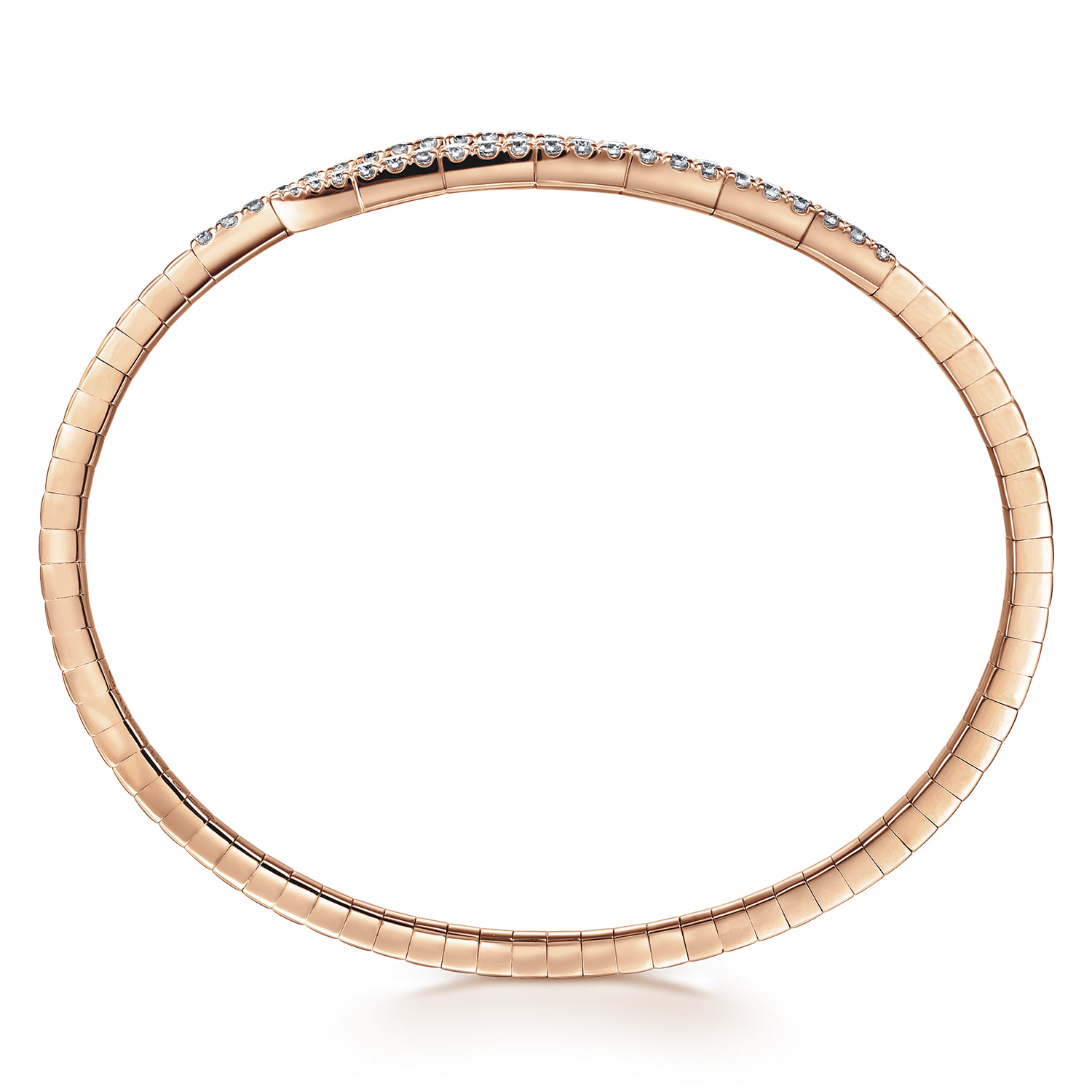 Split Bypass Diamond Bangle Bracelet in 14K Rose Gold, photograph 3