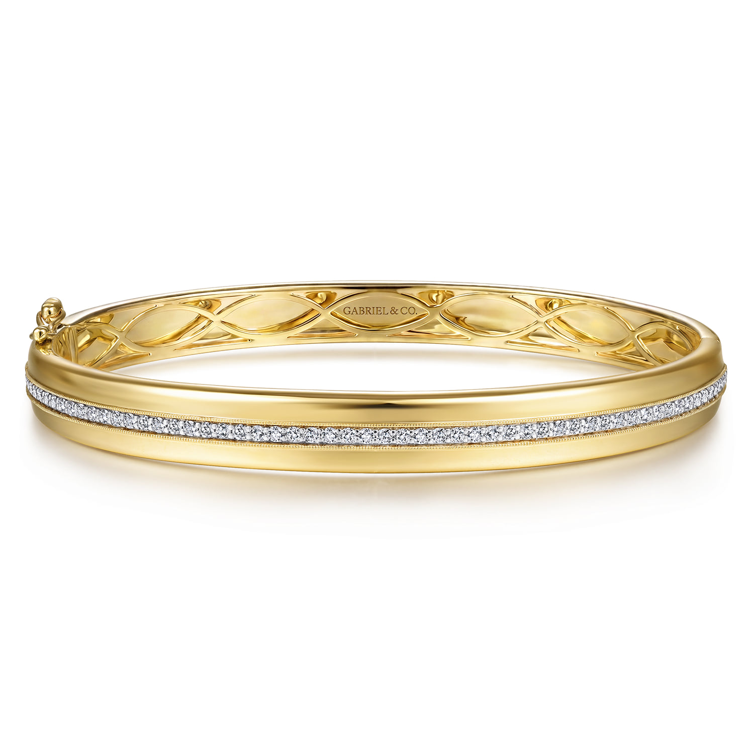 High Polished Bangle with Diamond Inner Channel