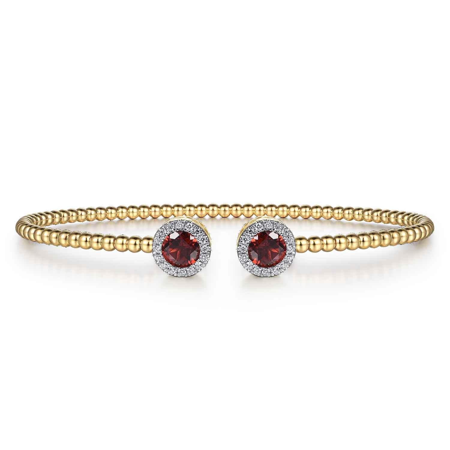 Round Garnet and Diamond Halo Bujukan Bangle