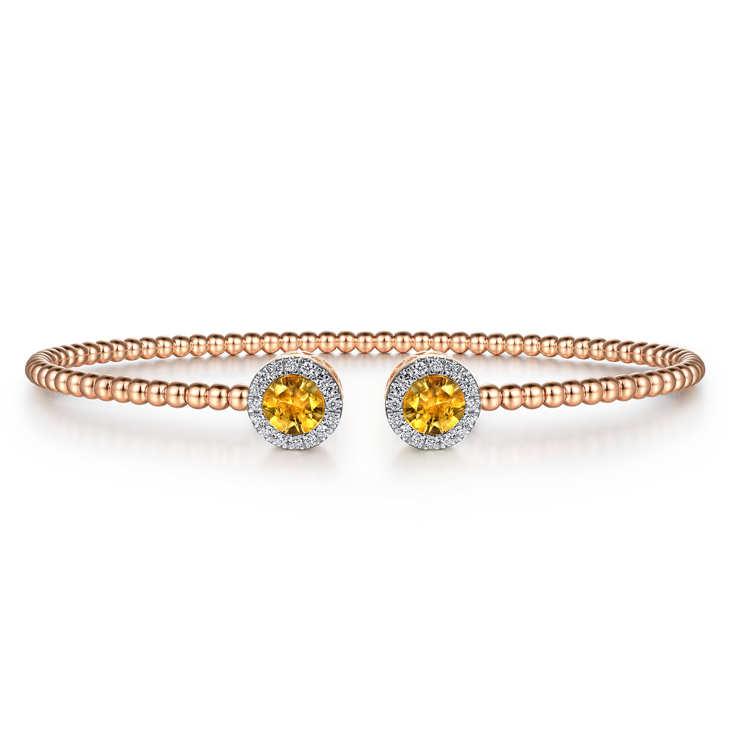 Round Citrine and Diamond Halo Bujukan Bangle
