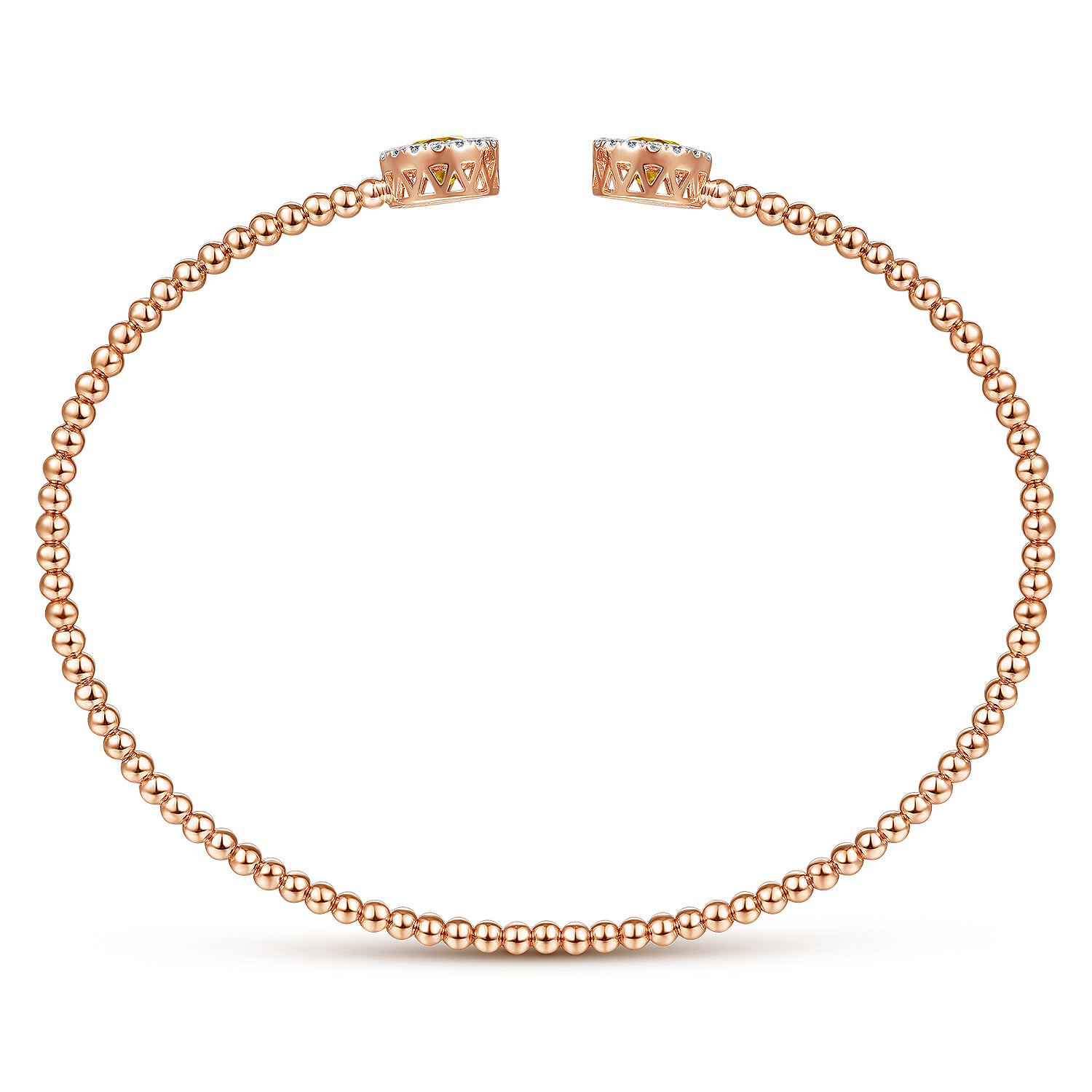 Round Citrine and Diamond Halo Bujukan Bangle in 14K Rose Gold, photograph 3