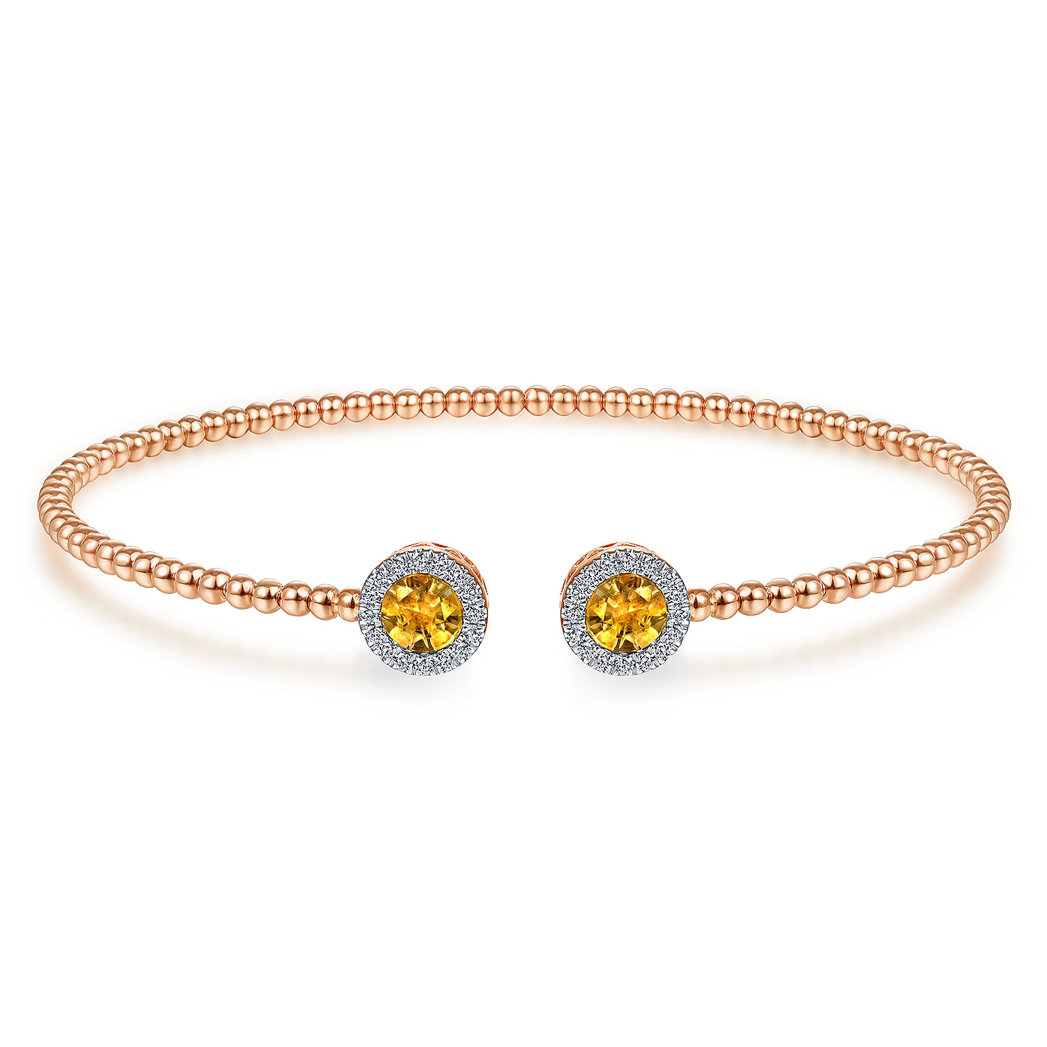 Round Citrine and Diamond Halo Bujukan Bangle