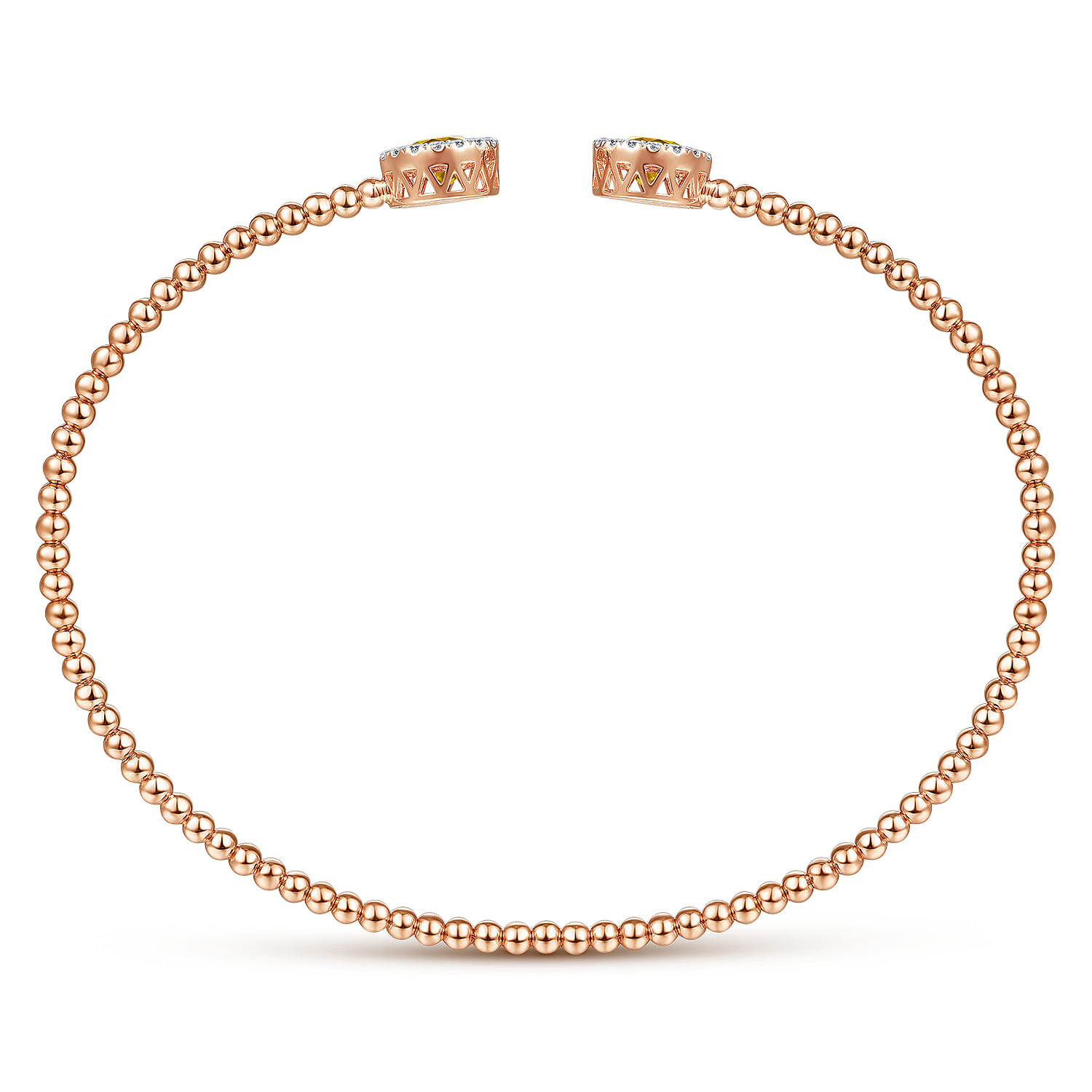 Round Citrine and Diamond Halo Bujukan Bangle in 14K Rose Gold, photograph 3