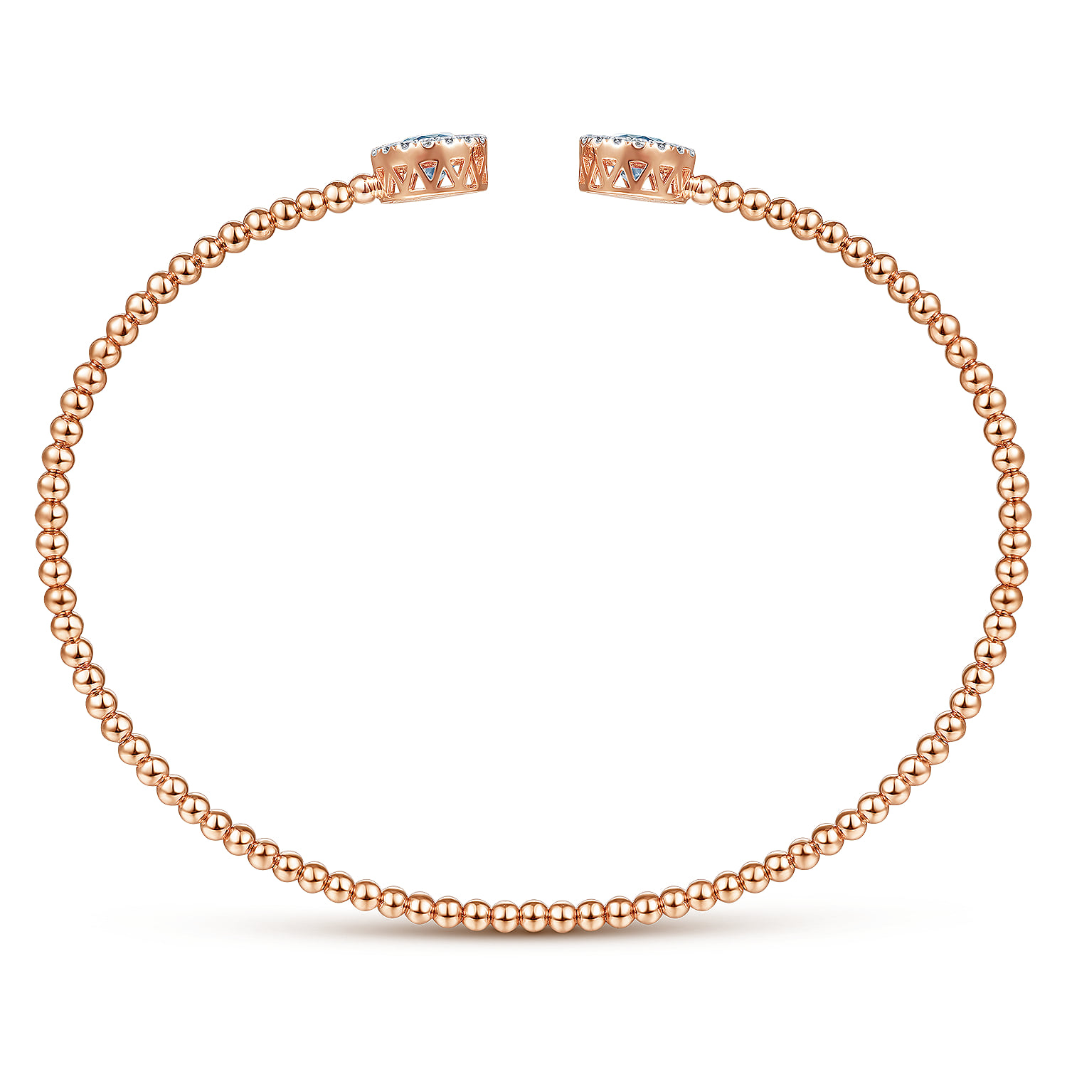 Round Sky Blue Topaz and Diamond Halo Bujukan Bangle in 14K Rose Gold, photograph 3