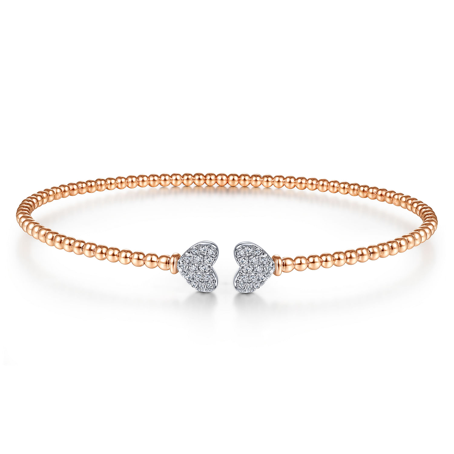 14K Rose Gold Bujukan Split Cuff Bracelet with White Gold
