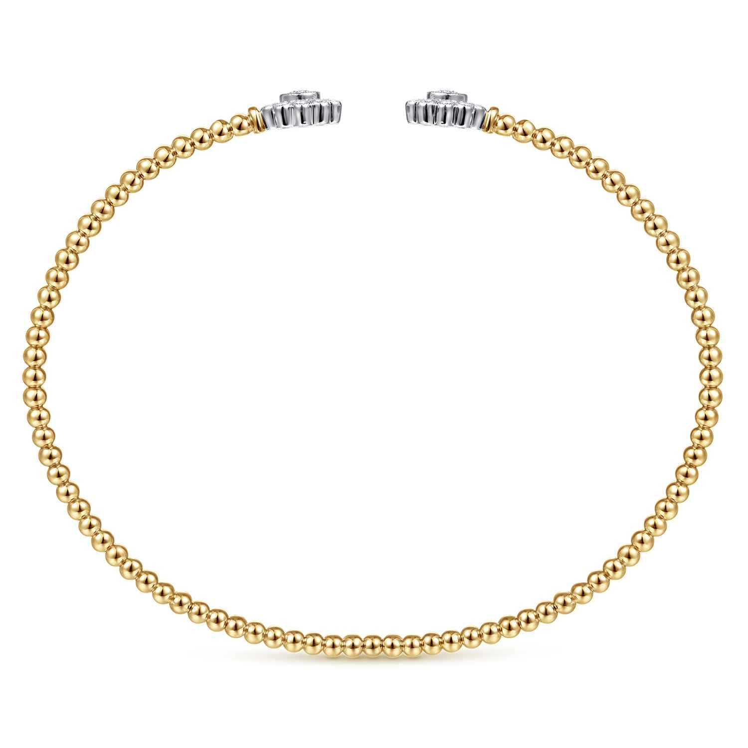 Bujukan Split Cuff Bracelet with Diamond Flowers in 14K White/Yellow Gold, photograph 3