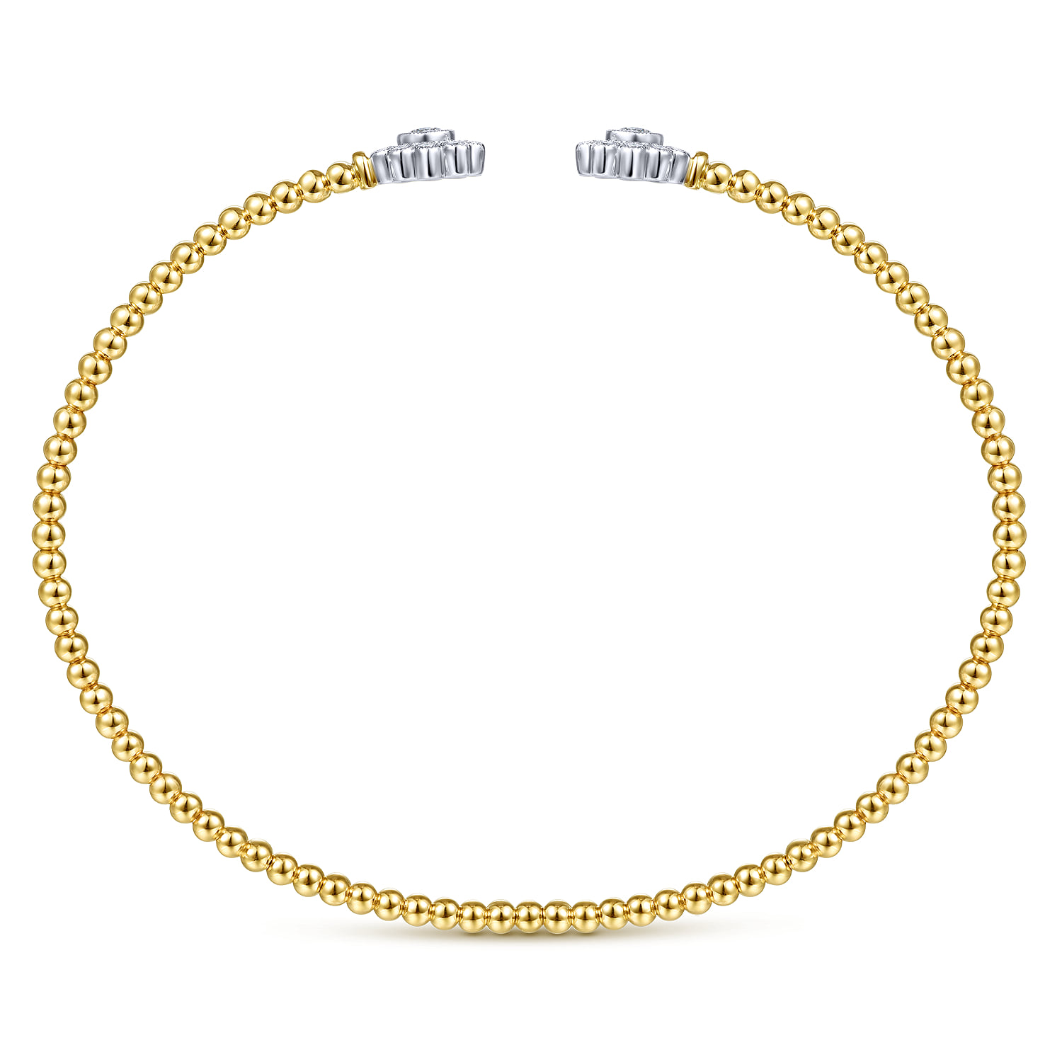 Bujukan Split Cuff Bracelet with Diamond Flowers in 14K White/Yellow Gold, photograph 3