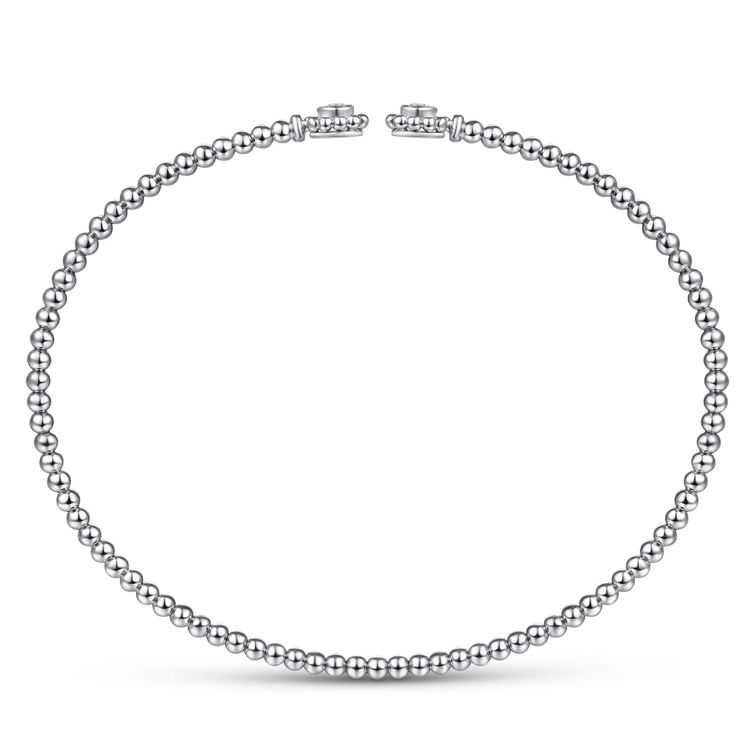 Bujukan Split Cuff Bracelet with Diamond Flower Caps in 14K White Gold, photograph 3