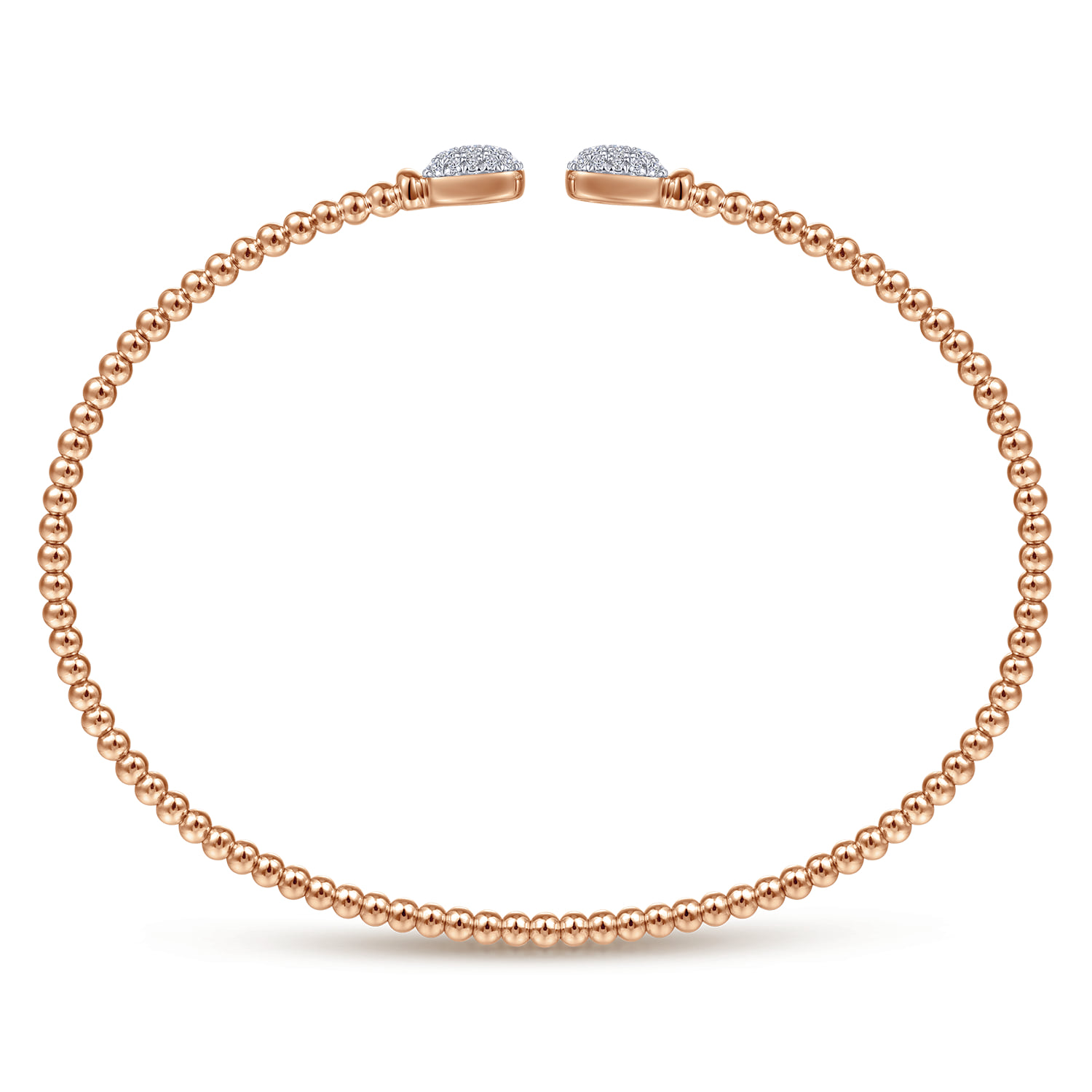 Bujukan Split Cuff Bracelet with Pave Diamond Squares in 14K Rose Gold, photograph 3