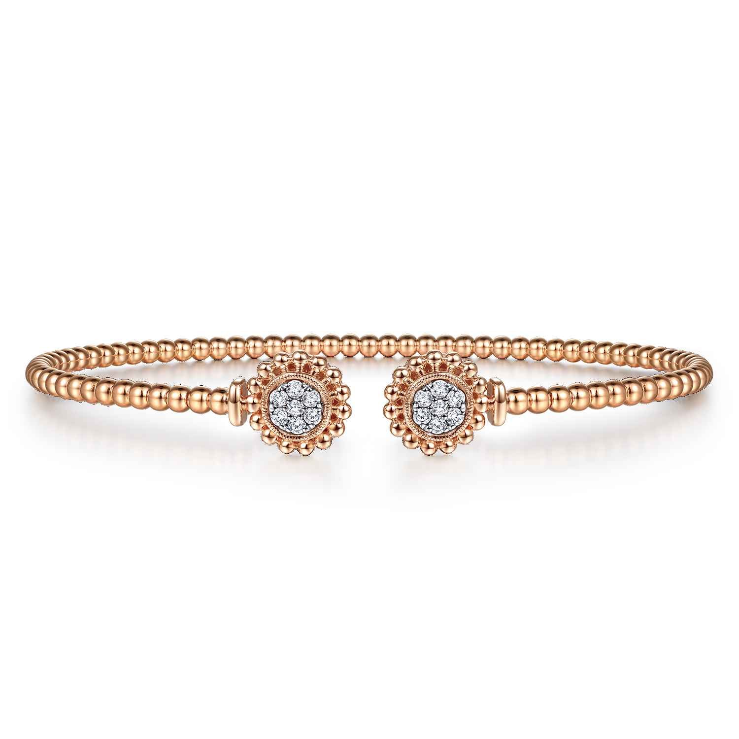 Open Bangle with Pave Diamond Circles